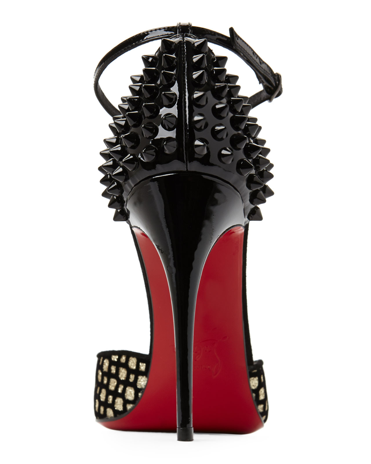 Christian louboutin Black Glitter Pina Spike Pumps in Black | Lyst