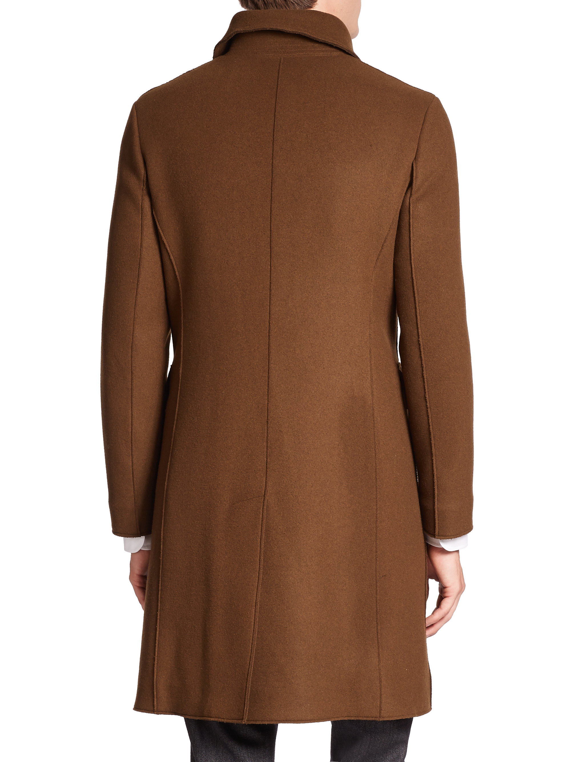 Lyst - Giorgio Armani Virgin Wool Military Coat in Brown for Men