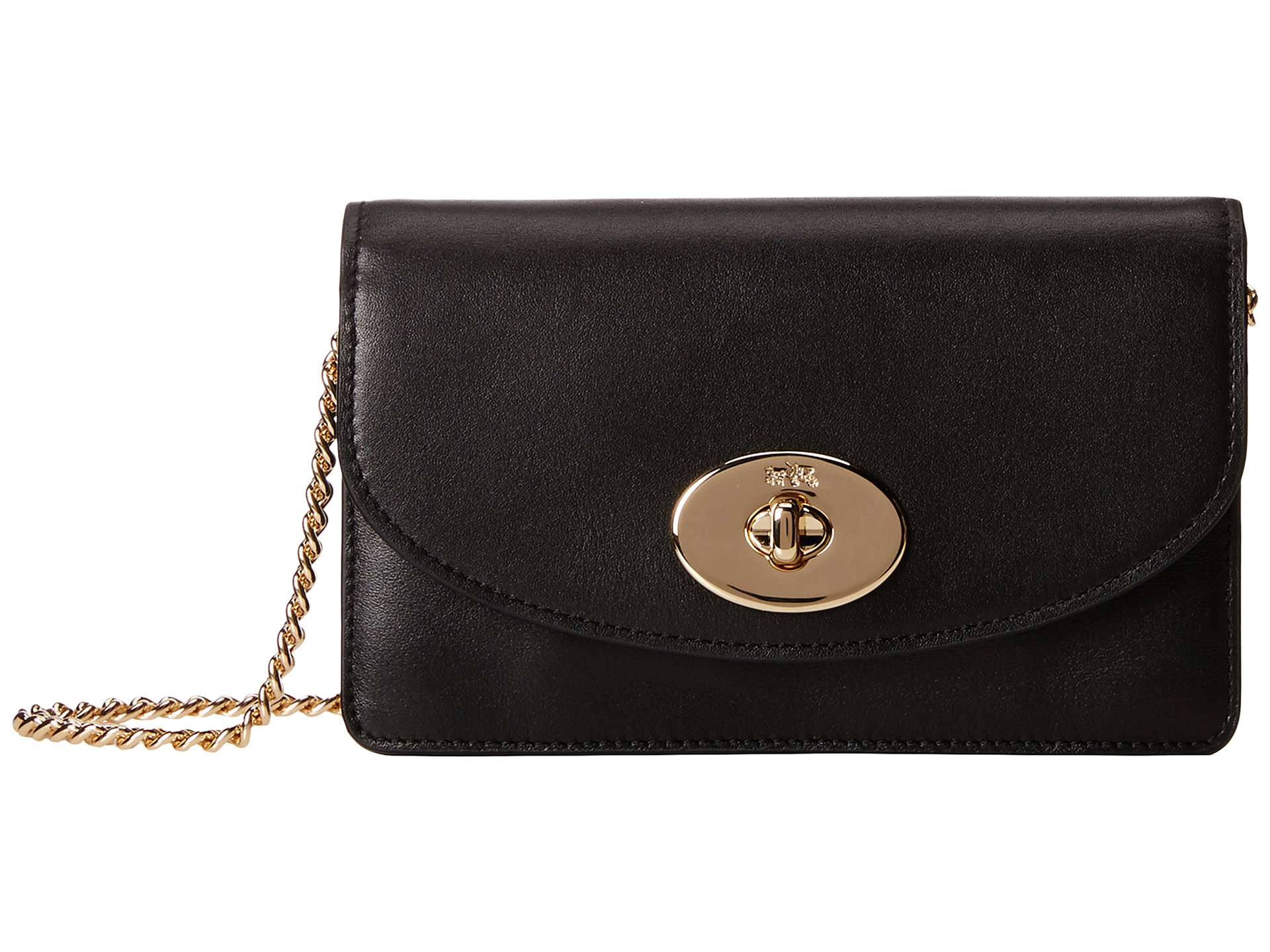 Coach Smooth Leather Clutch Chain Wallet in Black | Lyst