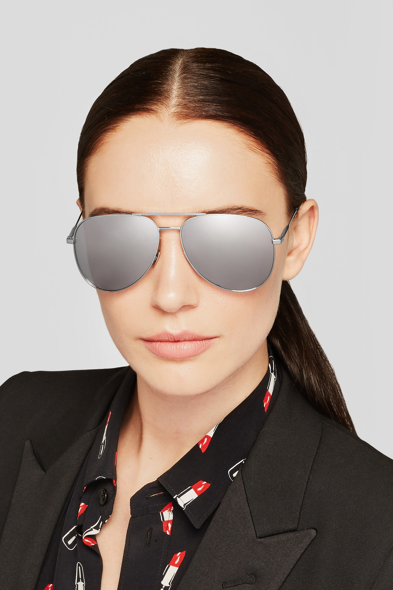 Saint Laurent Aviator-style Silver-tone Mirrored ...