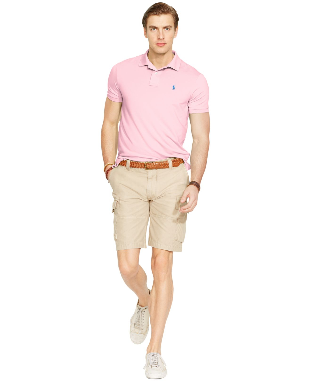 Polo Ralph Lauren Performance Jersey Polo Shirt in Pink for Men - Lyst