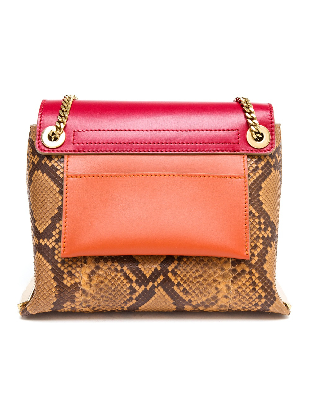 Chlo Clare Contrasting Python Handbag in Red | Lyst  