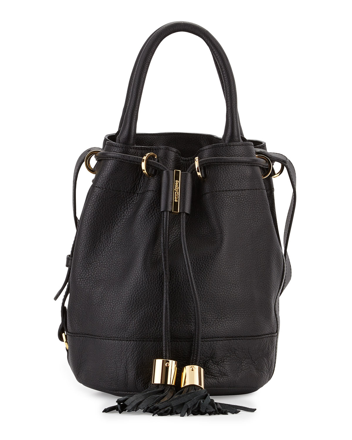 See by chlo Vicki Leather Bucket Bag in Black | Lyst  