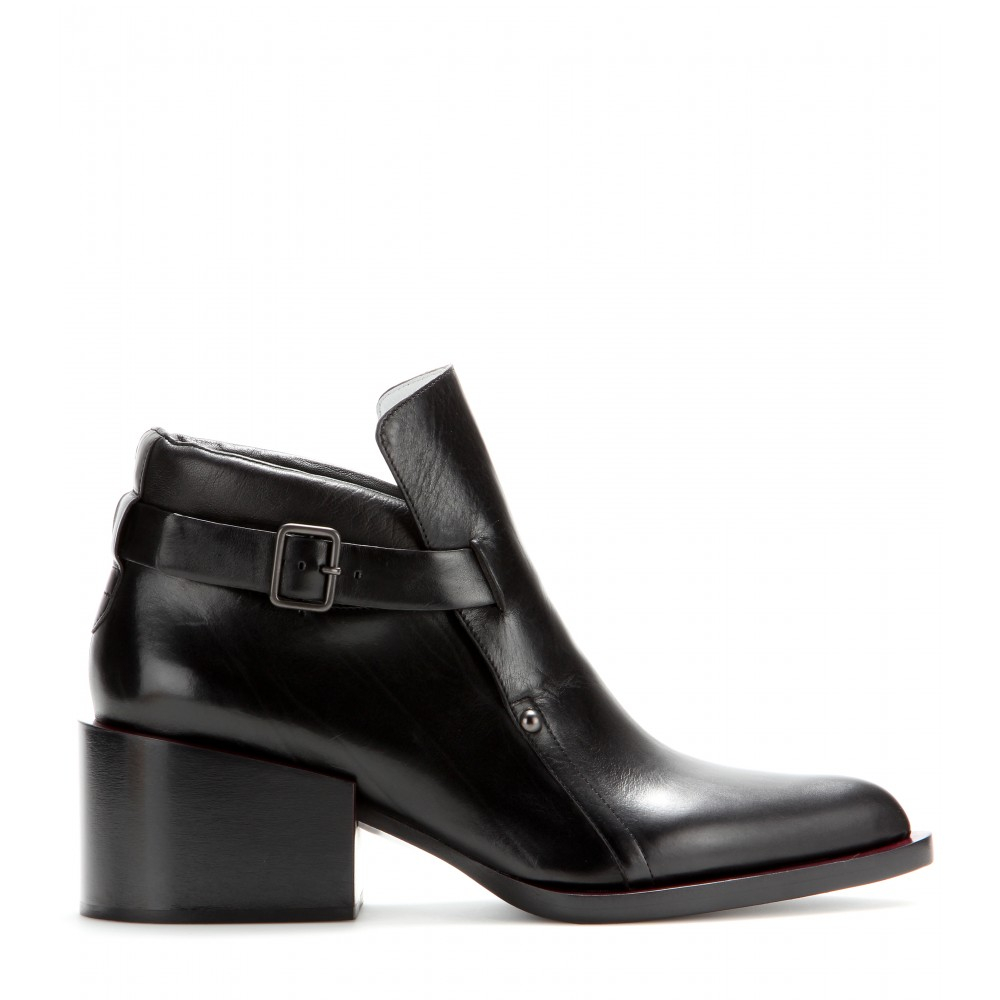 Lyst - Jil sander Leather Ankle Boots in Black