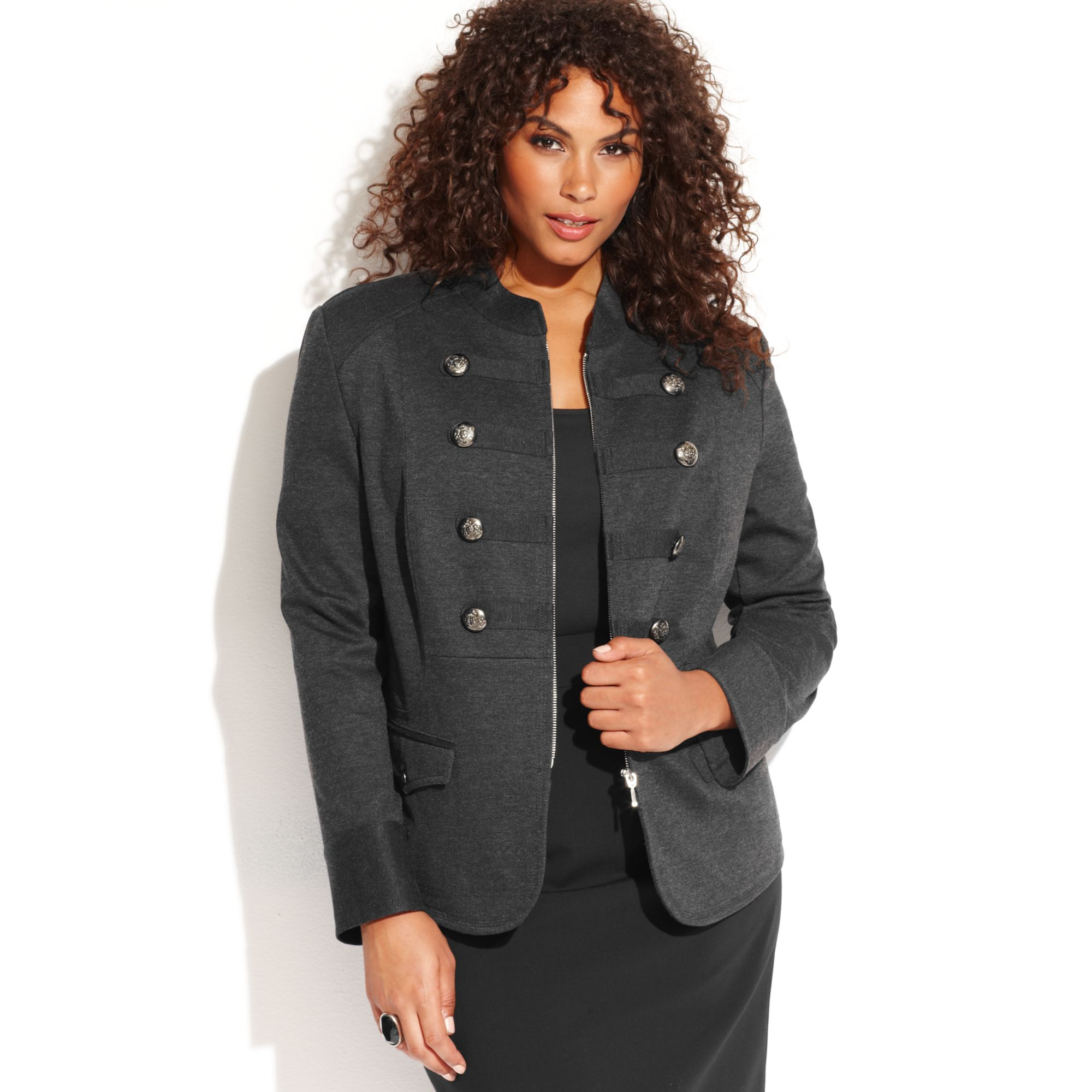 Lyst Inc International Concepts Plus Size Zipfront Military Jacket in