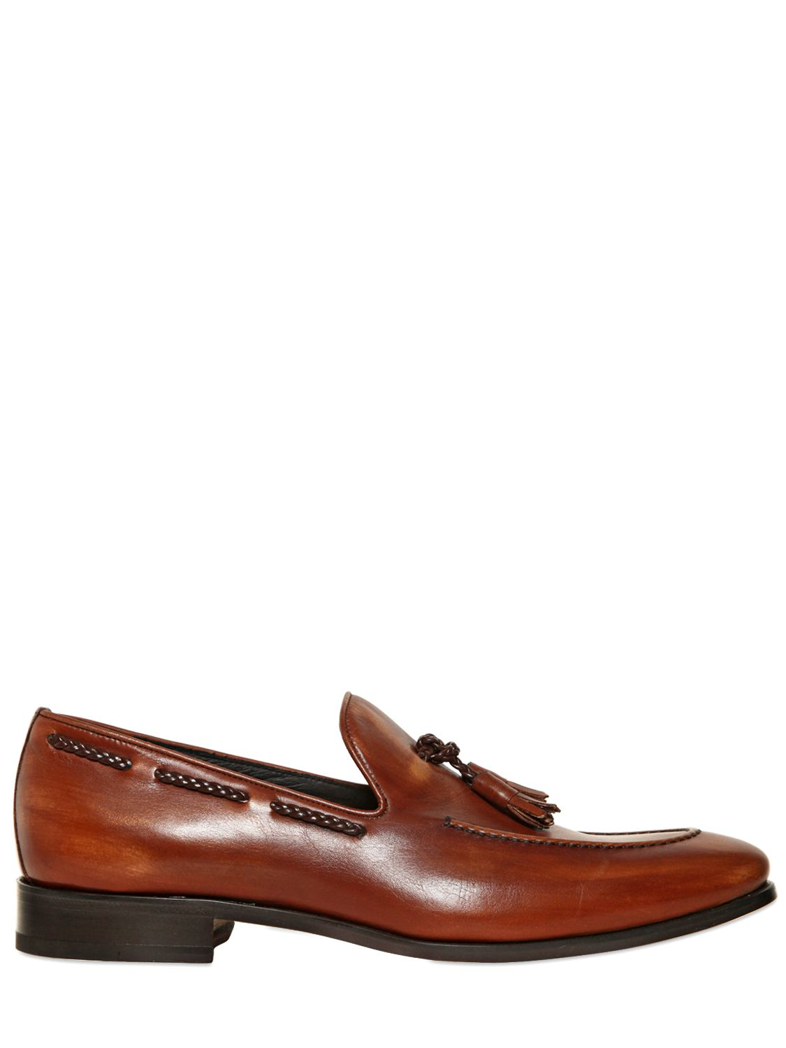 Lyst - Bruno magli Hand Brushed Tasseled Leather Loafers in Brown for Men