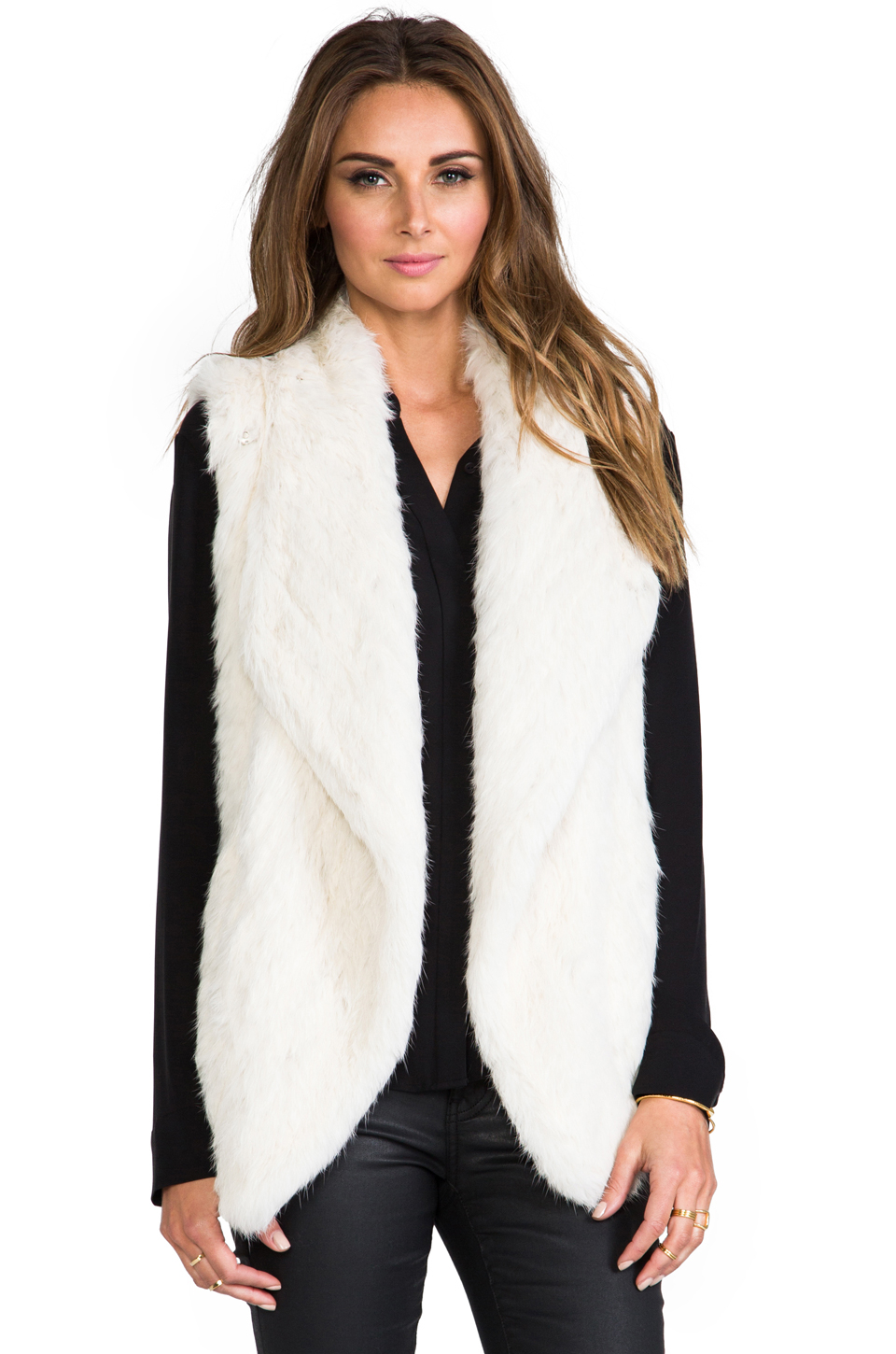 Lyst - June Snap Collar Fur Vest in Ivory in White