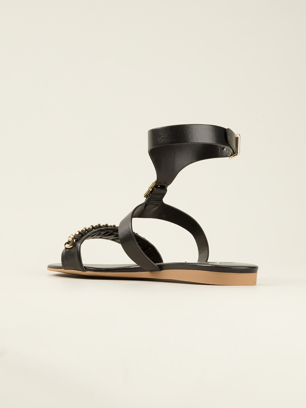 Lyst - Stella Mccartney Chain Detail Flat Sandal in Black