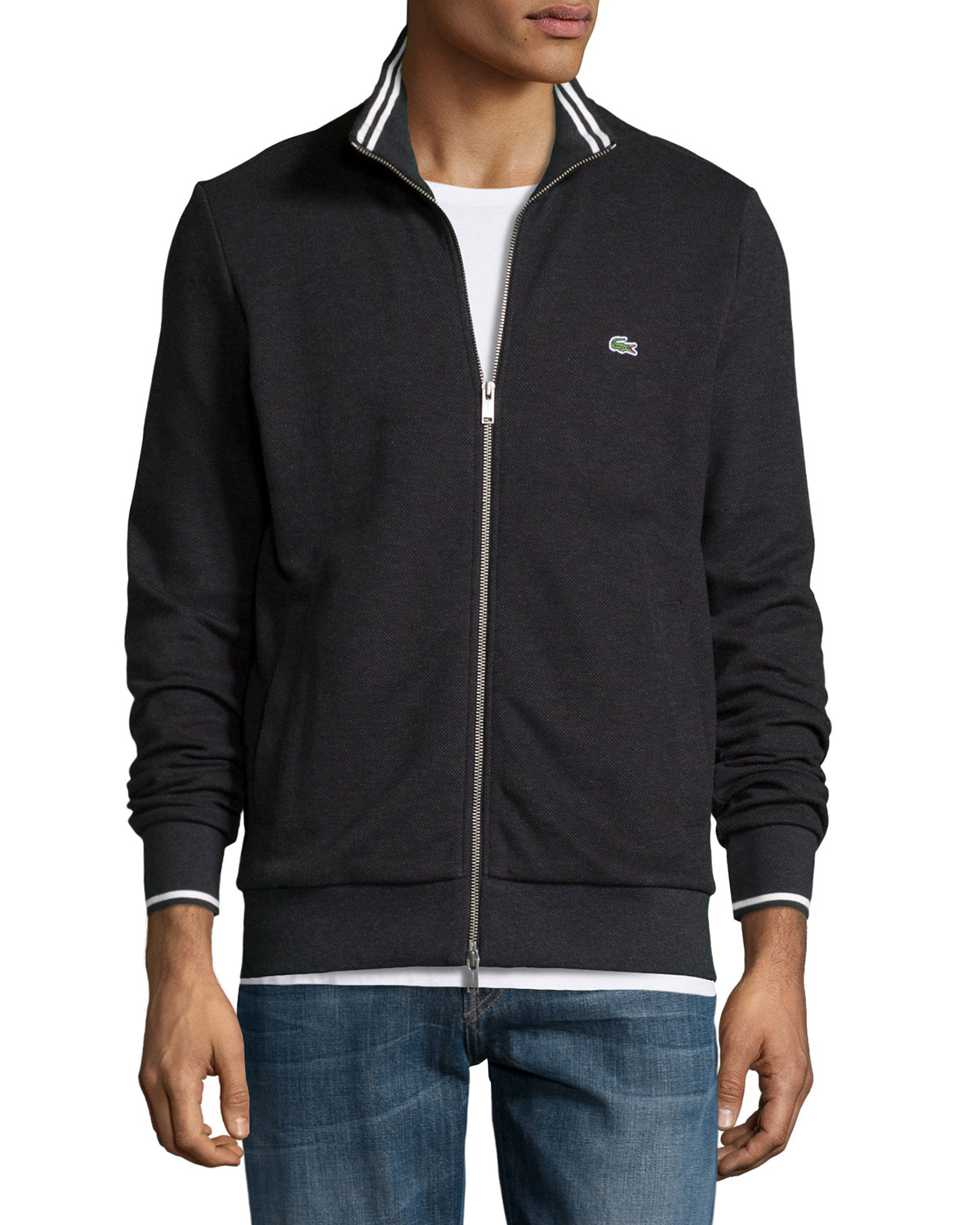 Lyst Lacoste  Full  zip  Tipped Track Jacket  in Black for Men