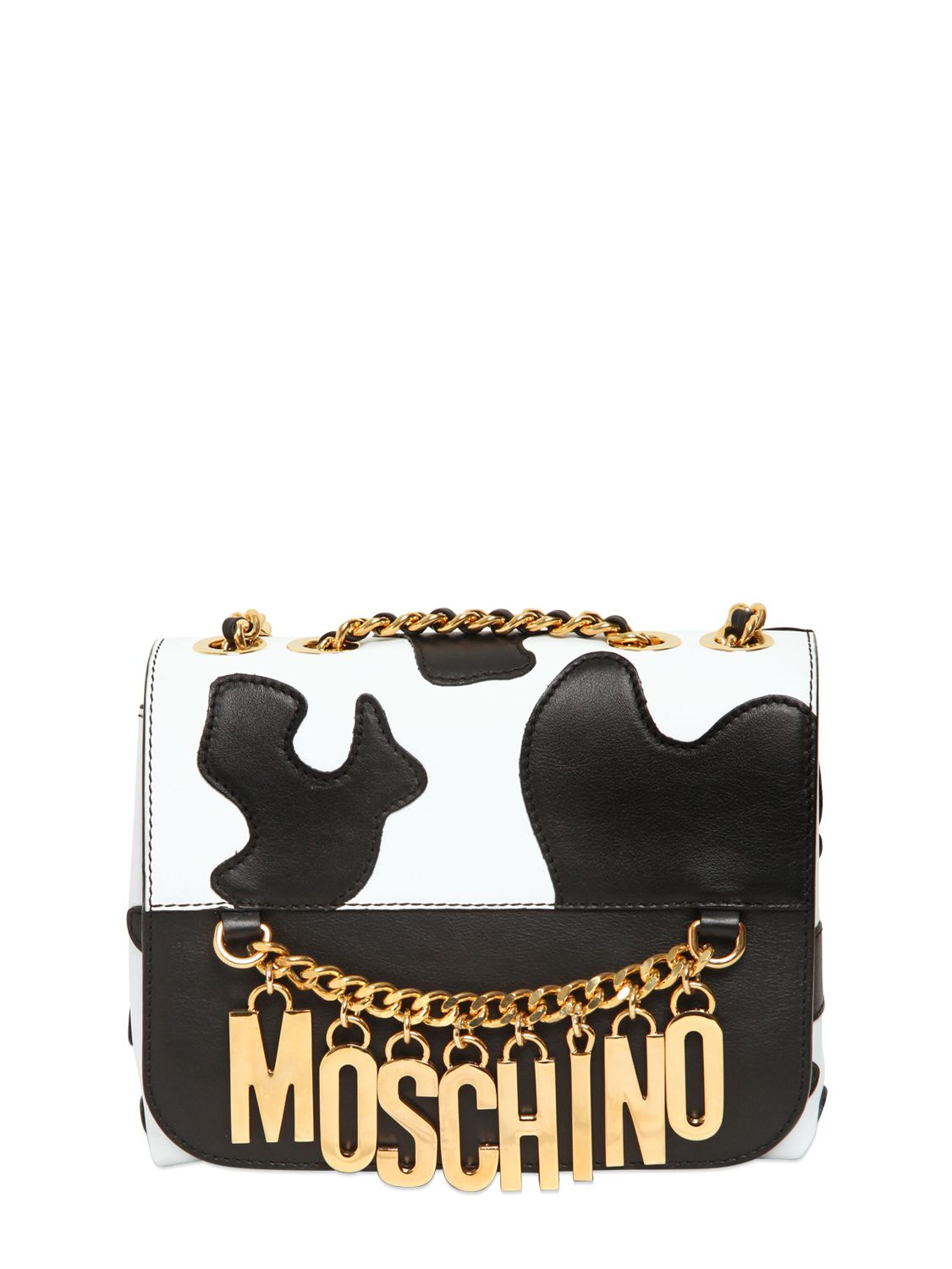 Lyst Moschino Cow Motif Na Leather Shoulder Bag In Black Gallery