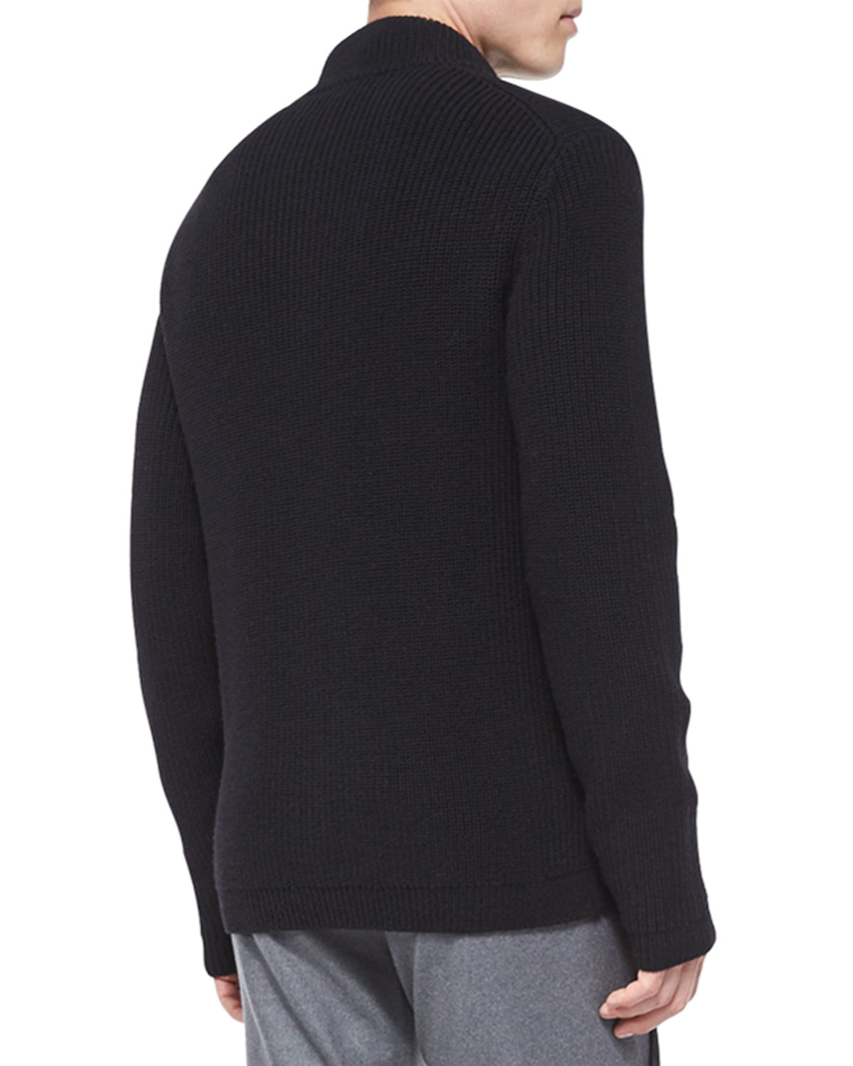 Lyst - Theory Lacham Ribbed Zip-up Sweater in Black for Men