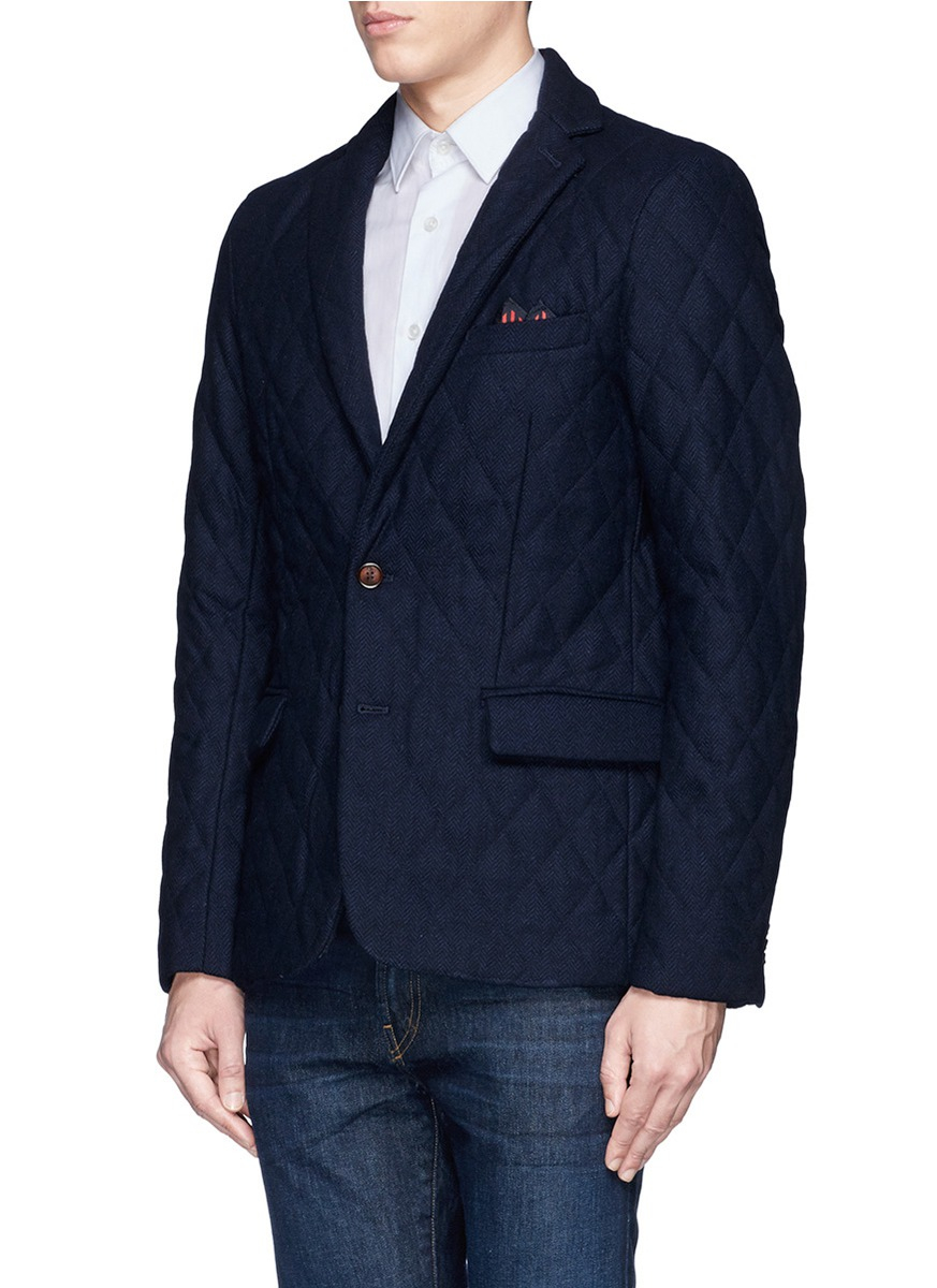 Lyst Scotch Soda Quilt  Herringbone Blazer  in Blue for Men