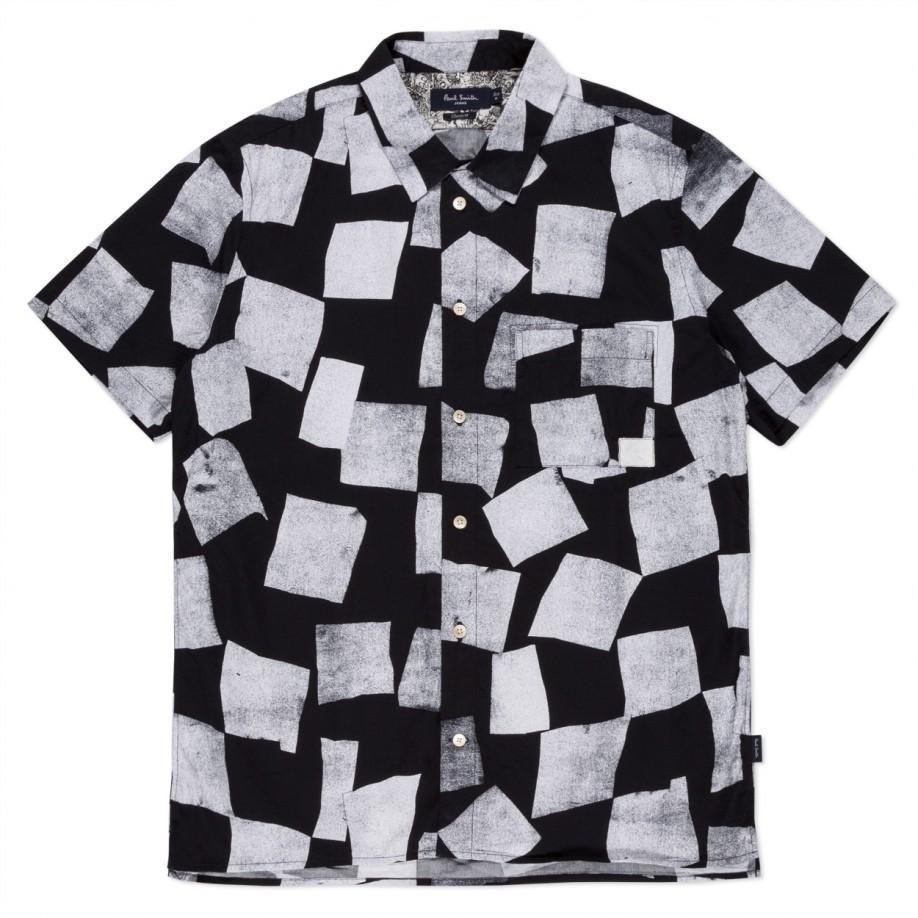 Lyst - Paul Smith Black Broken Checkerboard Print Short-Sleeve Shirt in ...