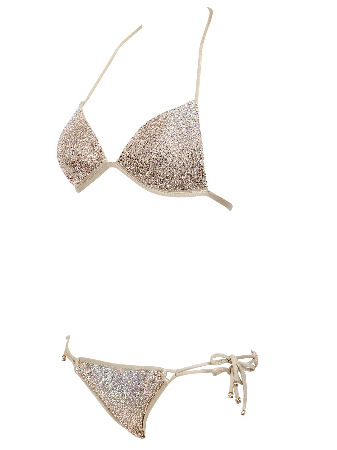 Lyst - Le silla Swarovski & Lycra Triangle Bikini in Metallic