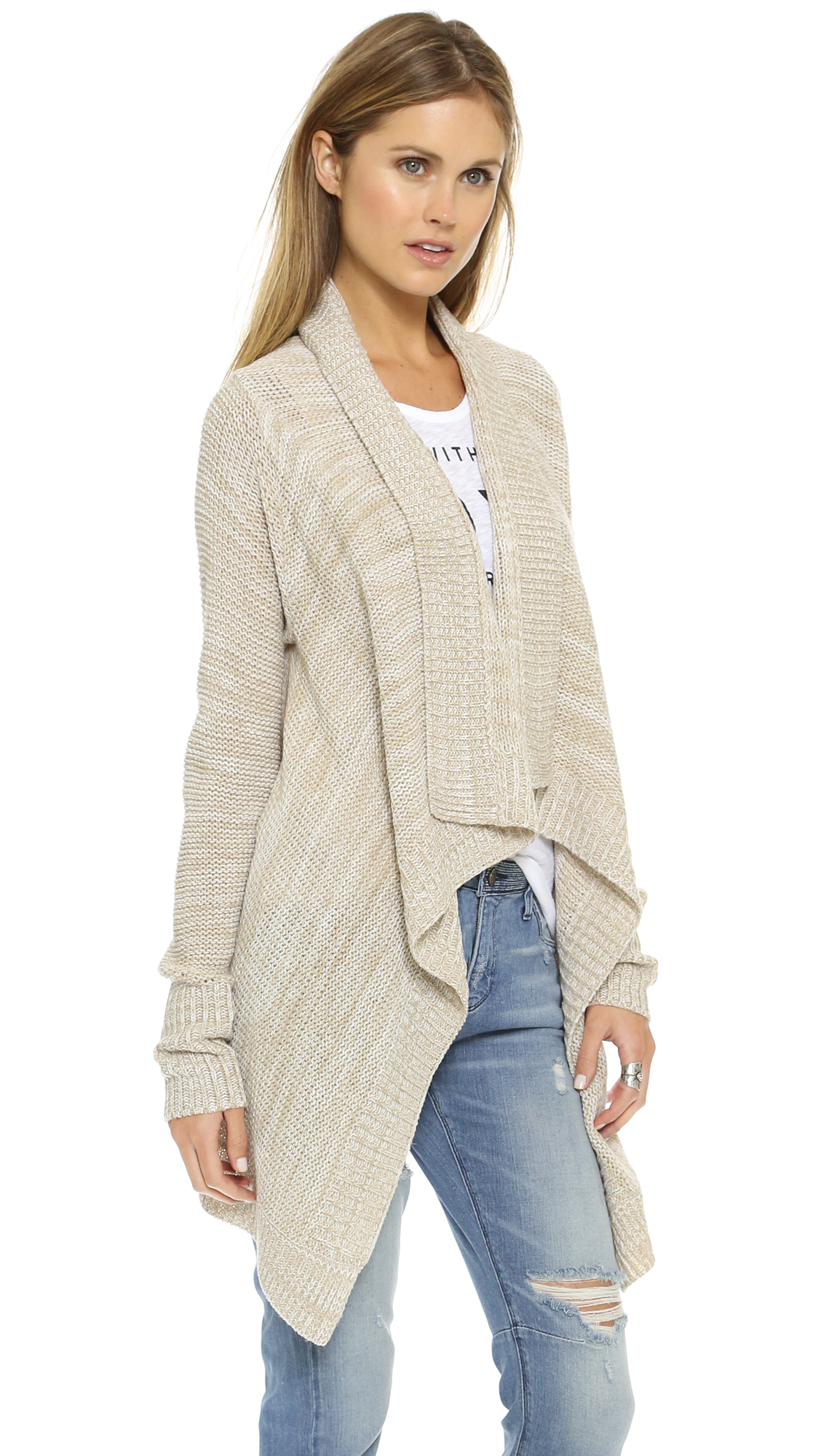 lyst bb dakota by tedra marled cardigan sweater ivory in white lyst bb dakota by tedra marled cardigan sweater ivory in white