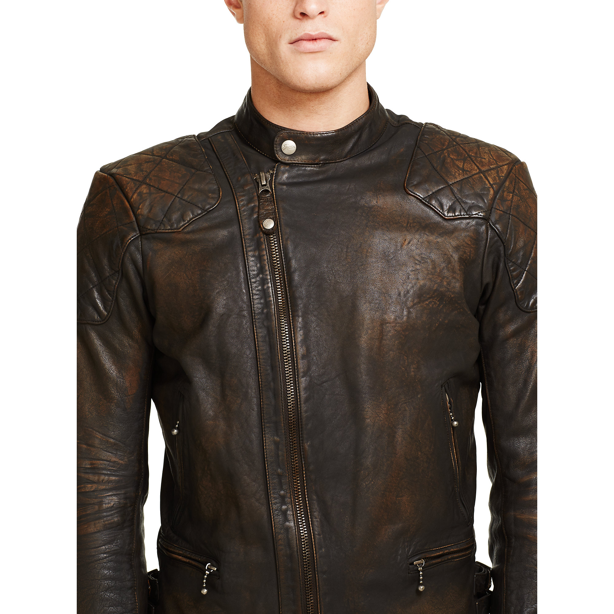 Lyst Polo Ralph Lauren Leather Café Racer Jacket In Brown For Men