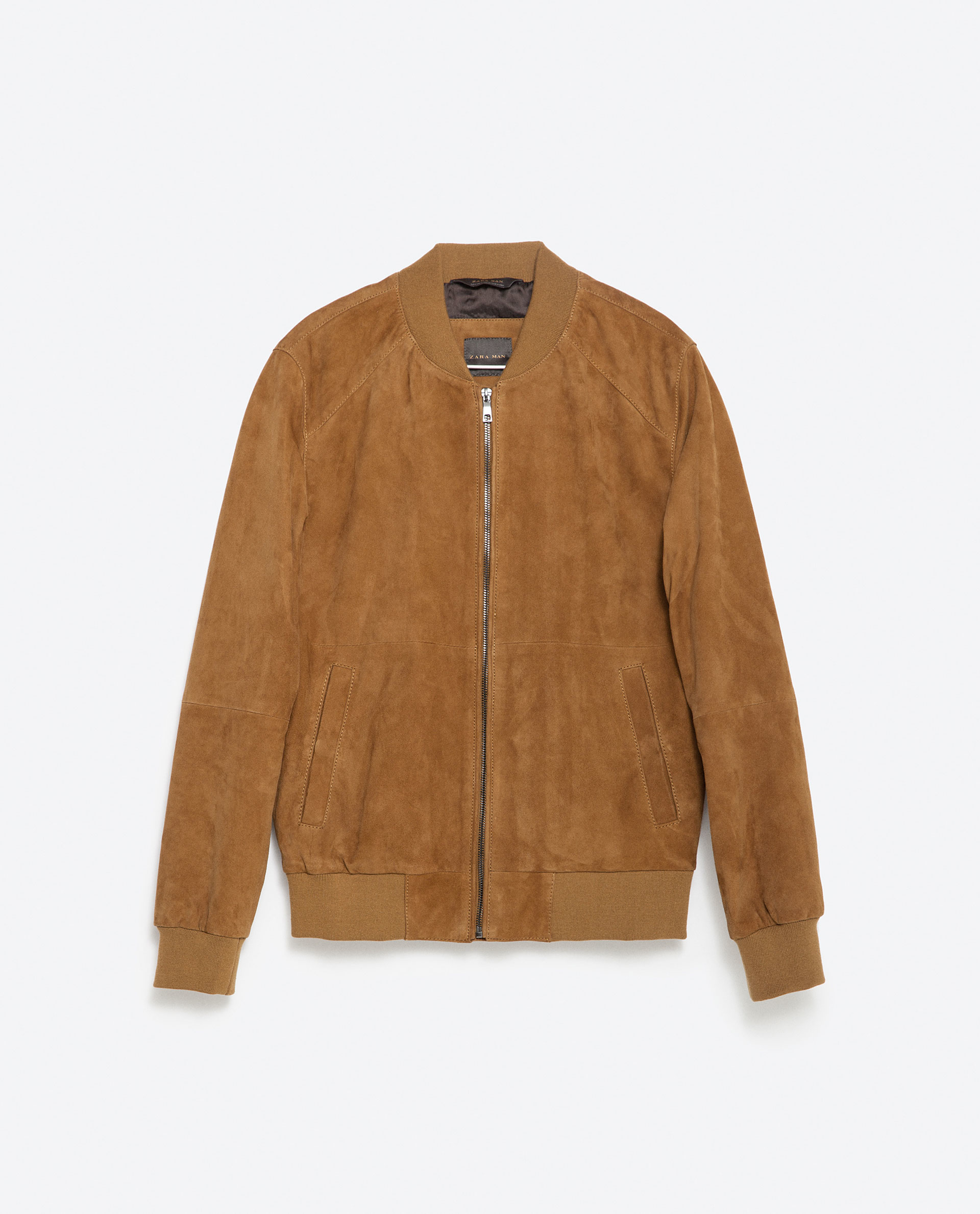 Zara Suede Bomber Jacket in Brown for Men | Lyst