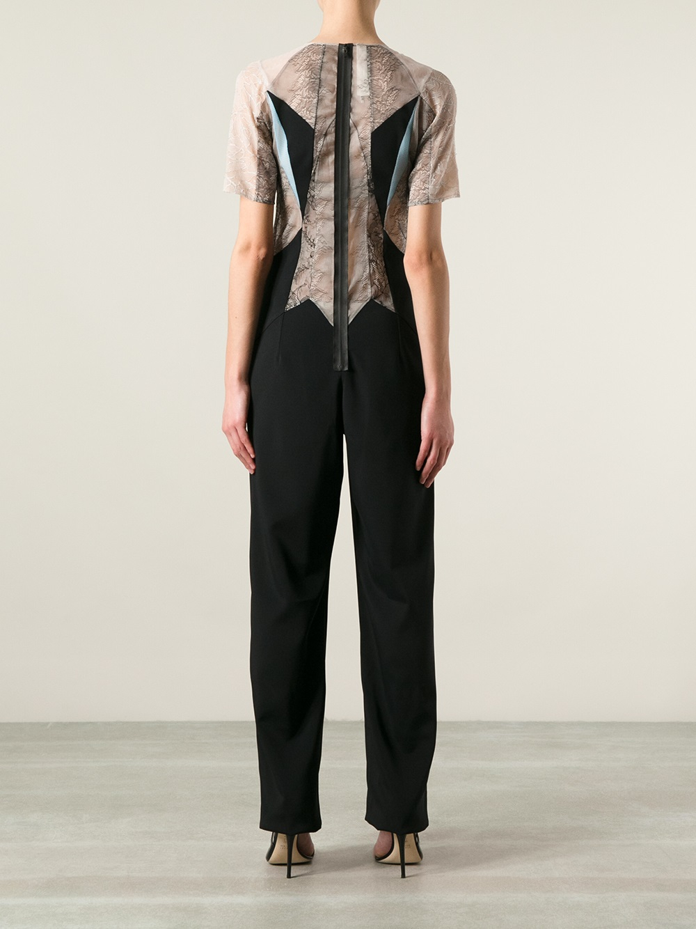 Lyst Anne Valerie Hash Lace Insert Jumpsuit in Black