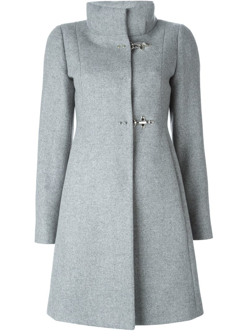 Fay Funnel Collar Coat in Gray (GREY) | Lyst