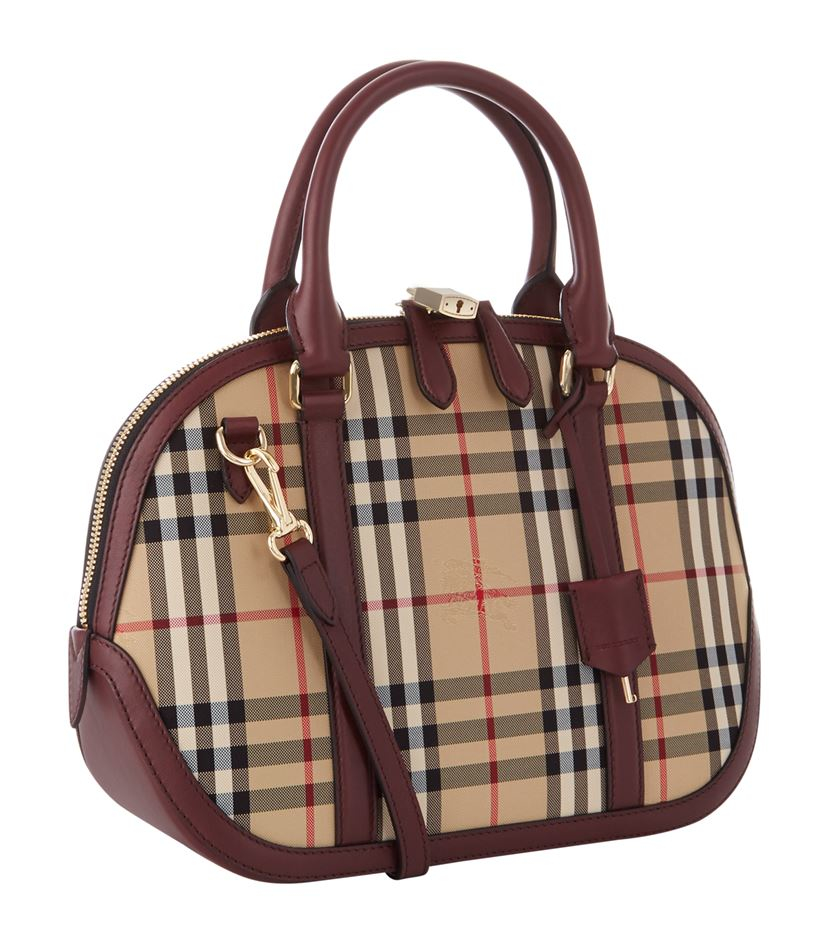 Lyst Burberry Small Orchard Horseferry Check Bowling Bag In Brown Gallery