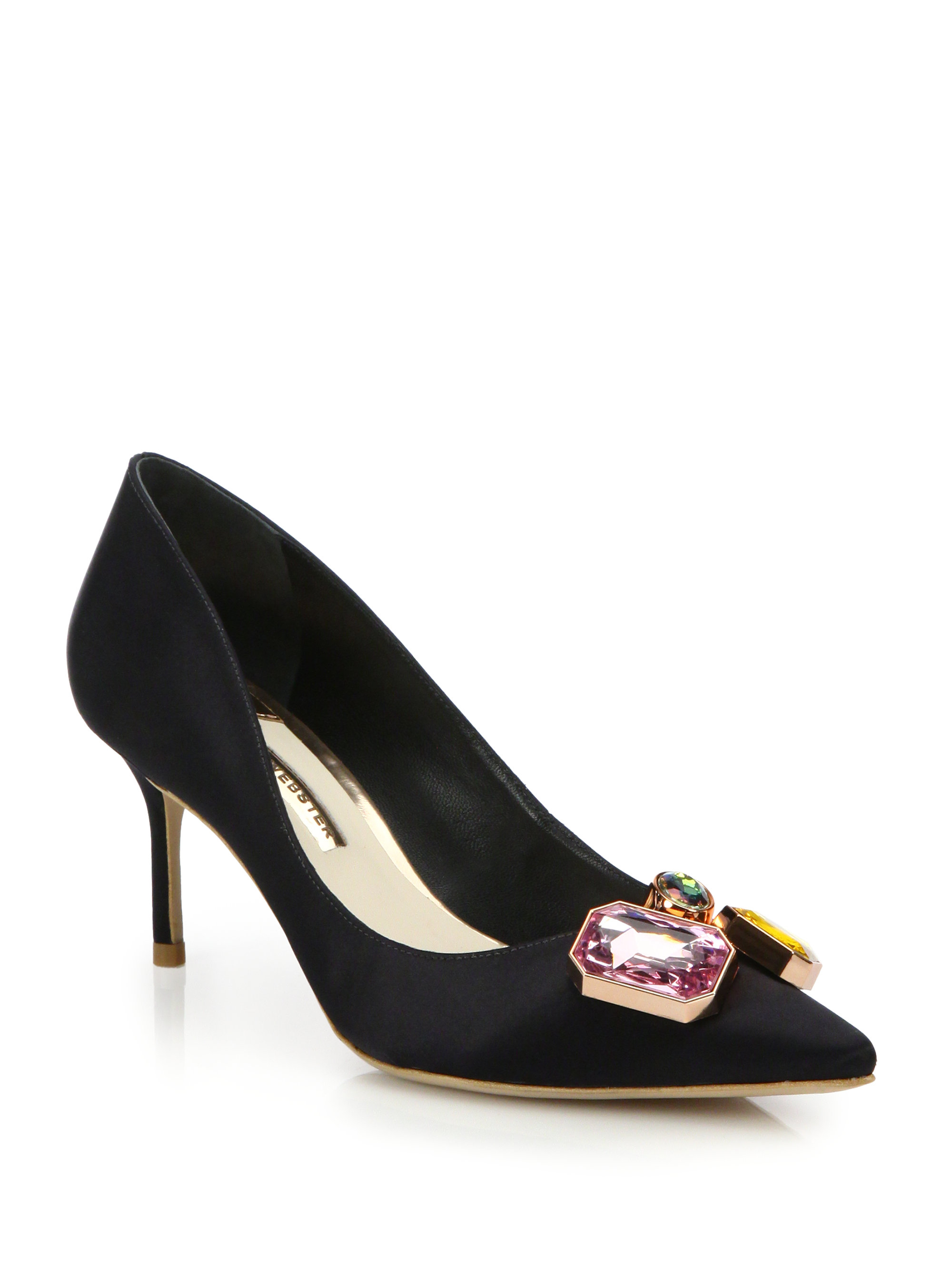 Lyst - Sophia Webster Lola Bejeweled Satin Pumps in Black