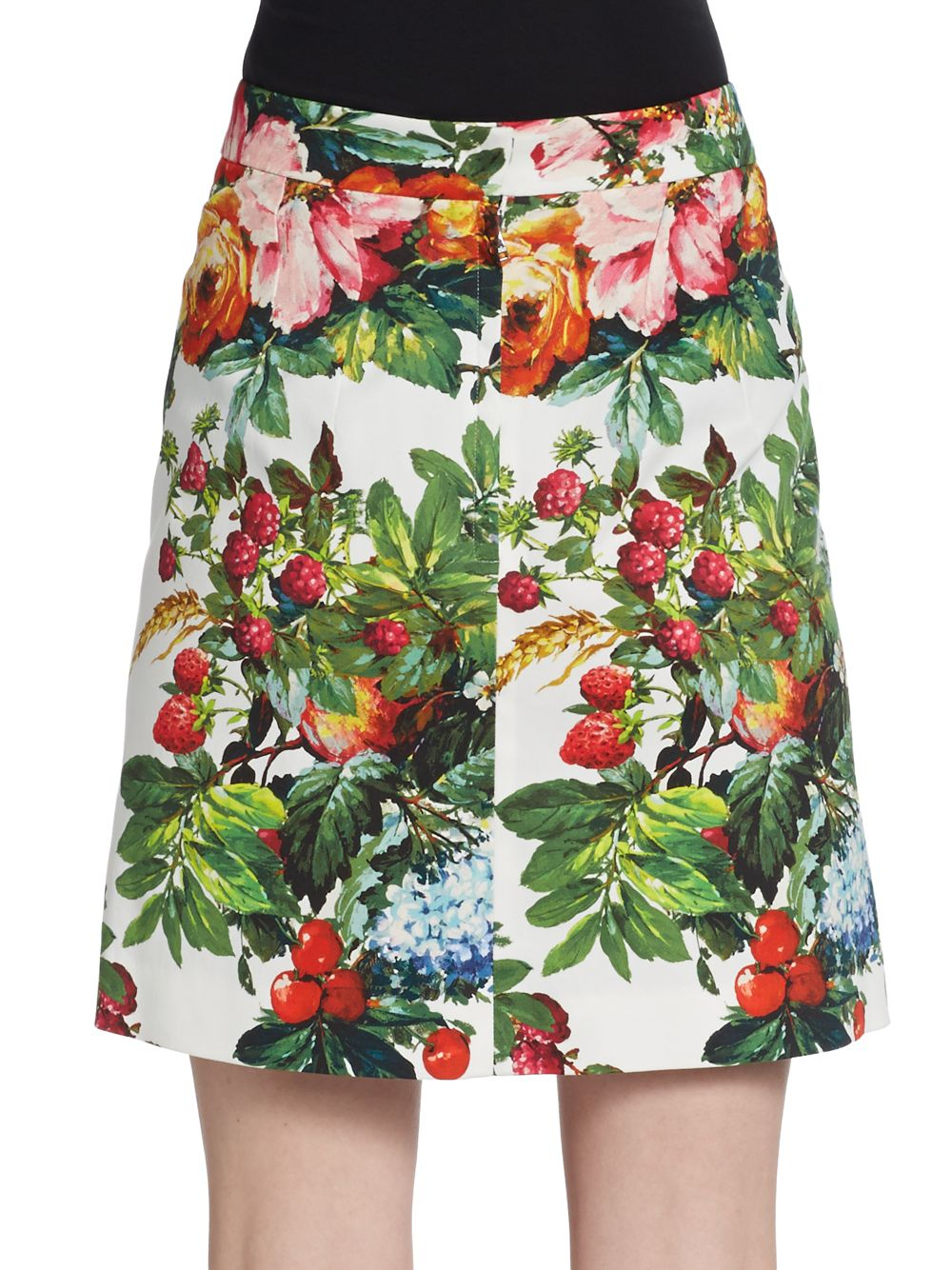Lyst - Dolce & Gabbana Floralprint Woolsilk Aline Skirt in Blue