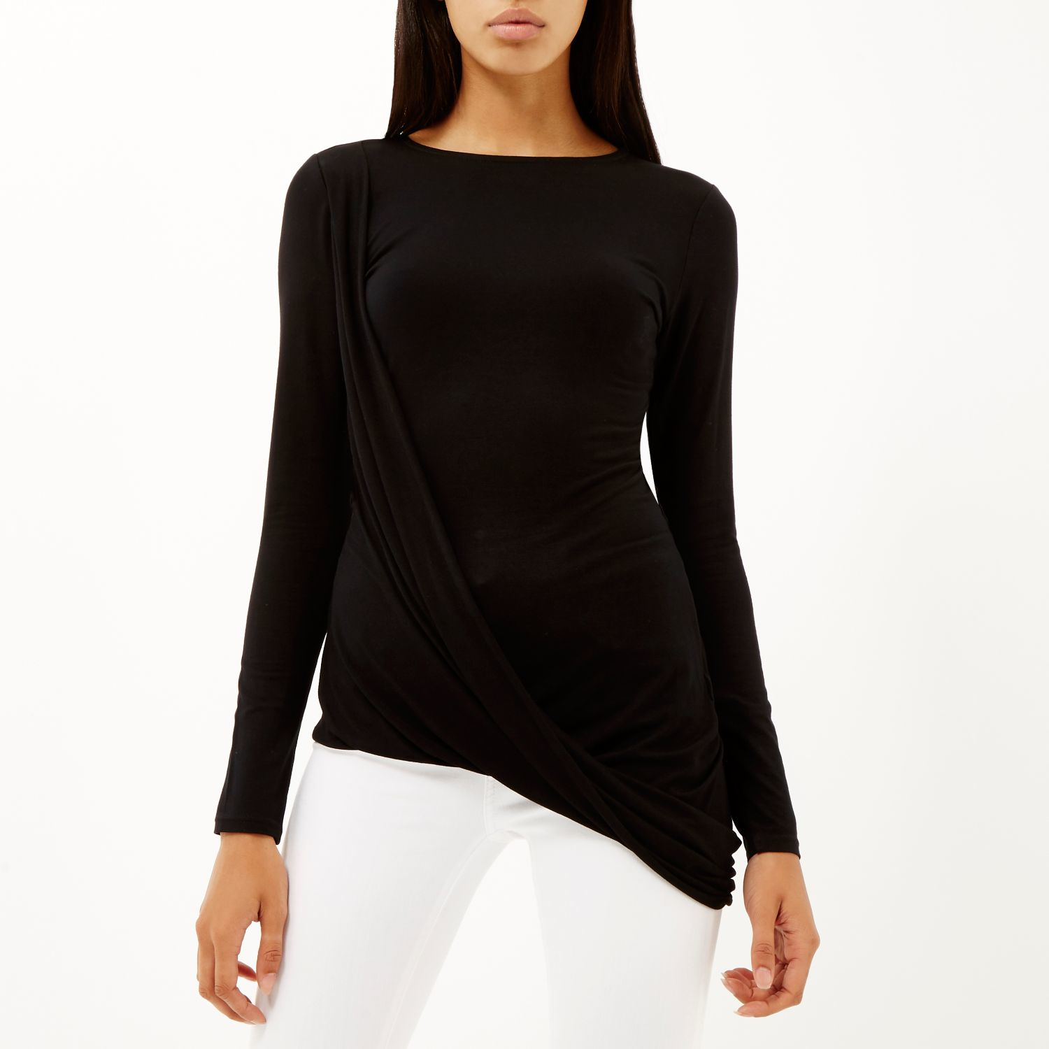 black draped shirt