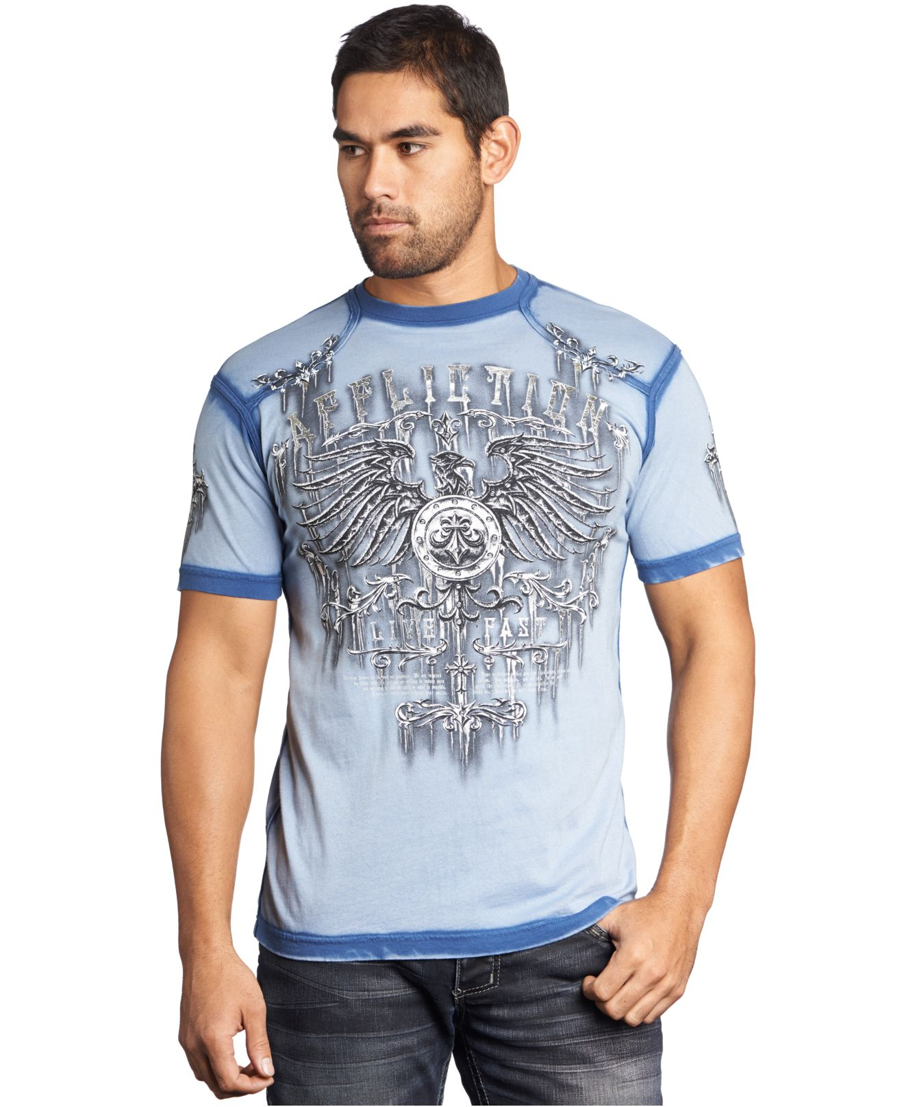 Affliction Secure Taped T-shirt in Blue for Men | Lyst