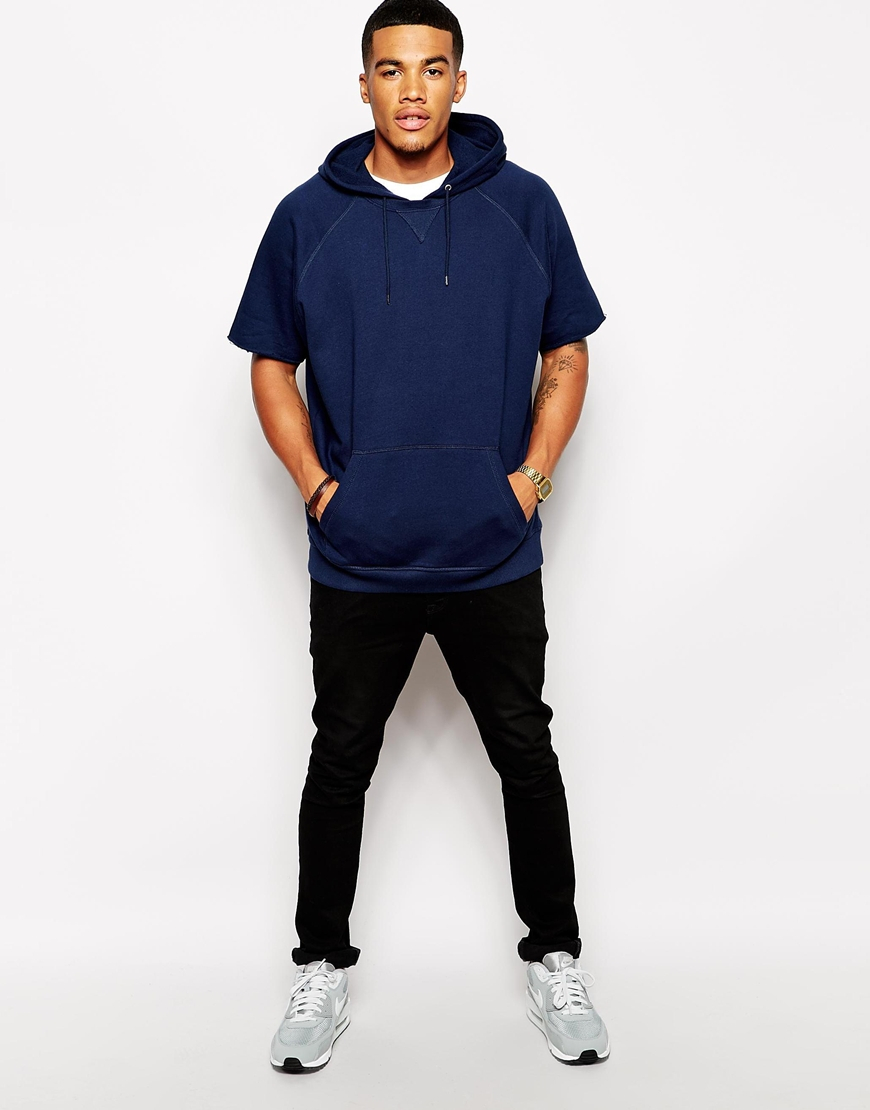 Asos Oversized Hoodie In Short Sleeve in Blue for Men | Lyst