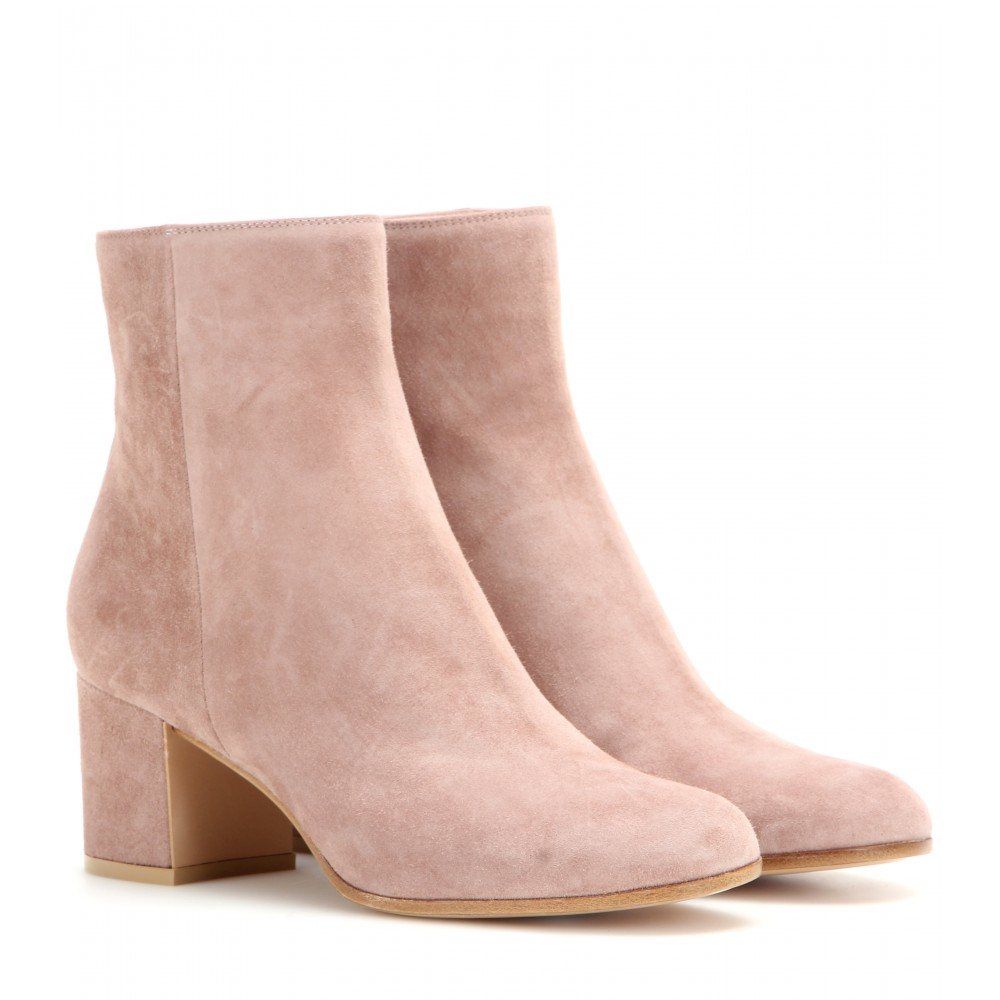 Gianvito Rossi Suede Ankle Boots in Pink - Lyst