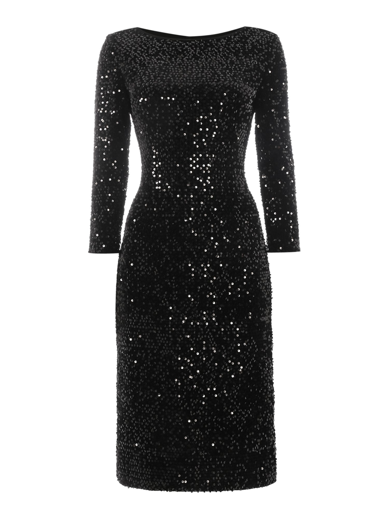 Eliza j Long Sleeve Sequin Shift Dress in Black | Lyst