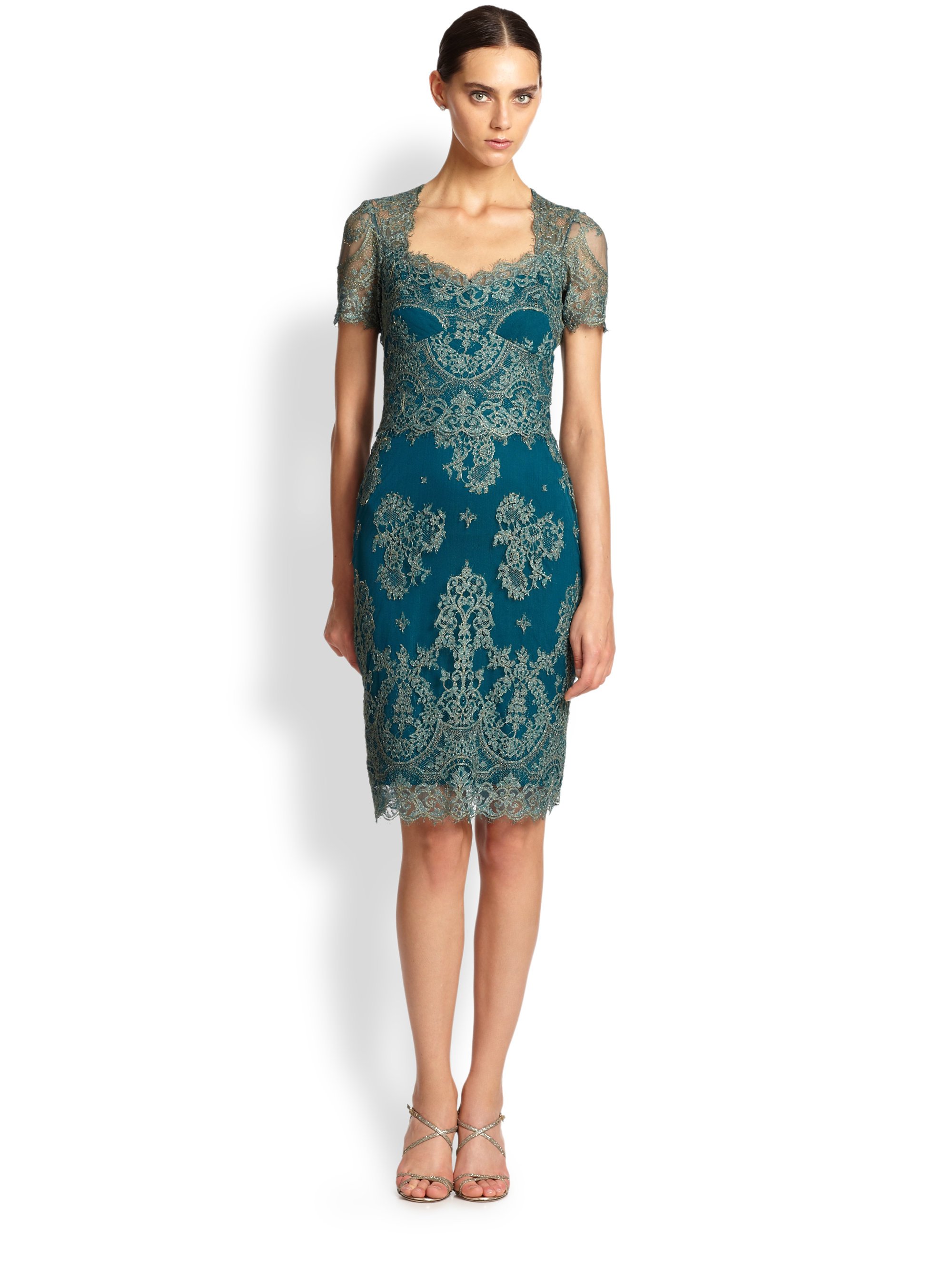 Notte by marchesa Lace Dress in Green | Lyst