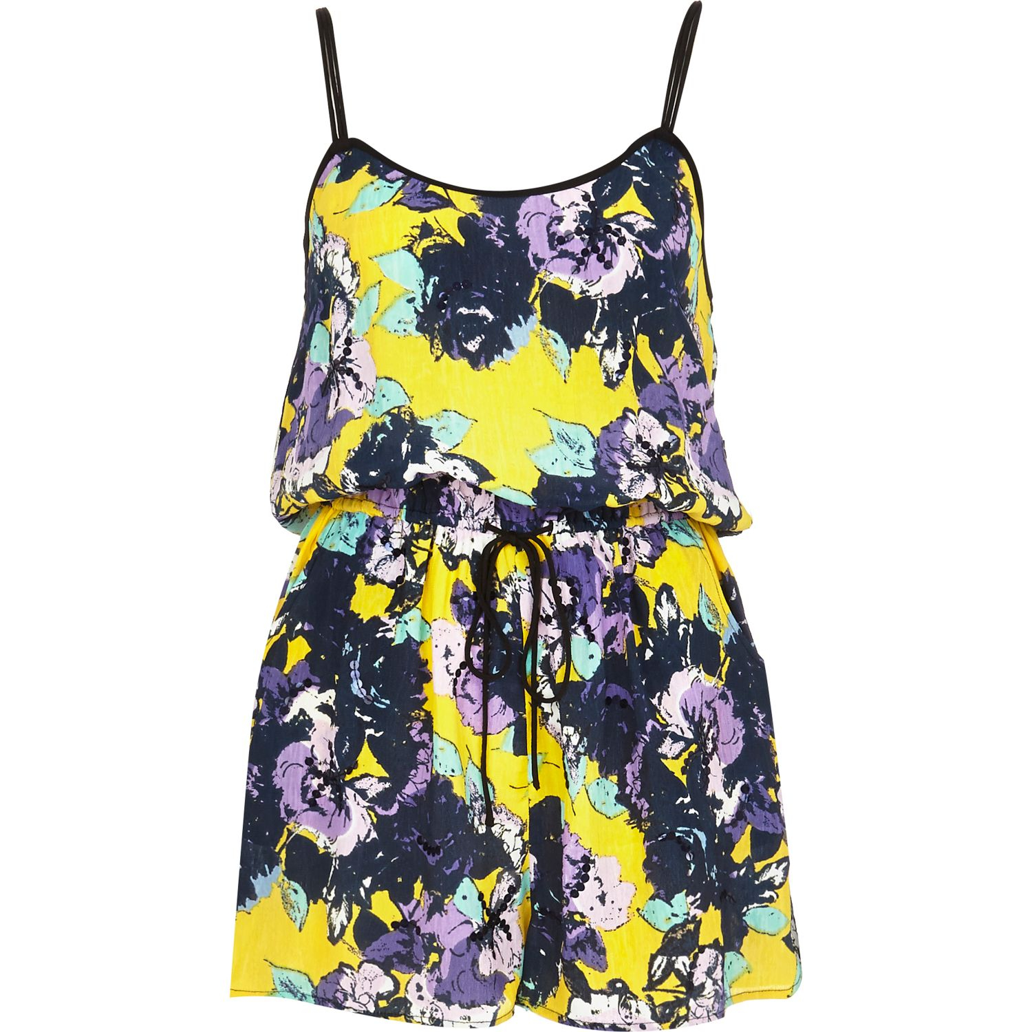 River Print Playsuit Yellow In Embellished Island Lyst Floral 6xUr6q