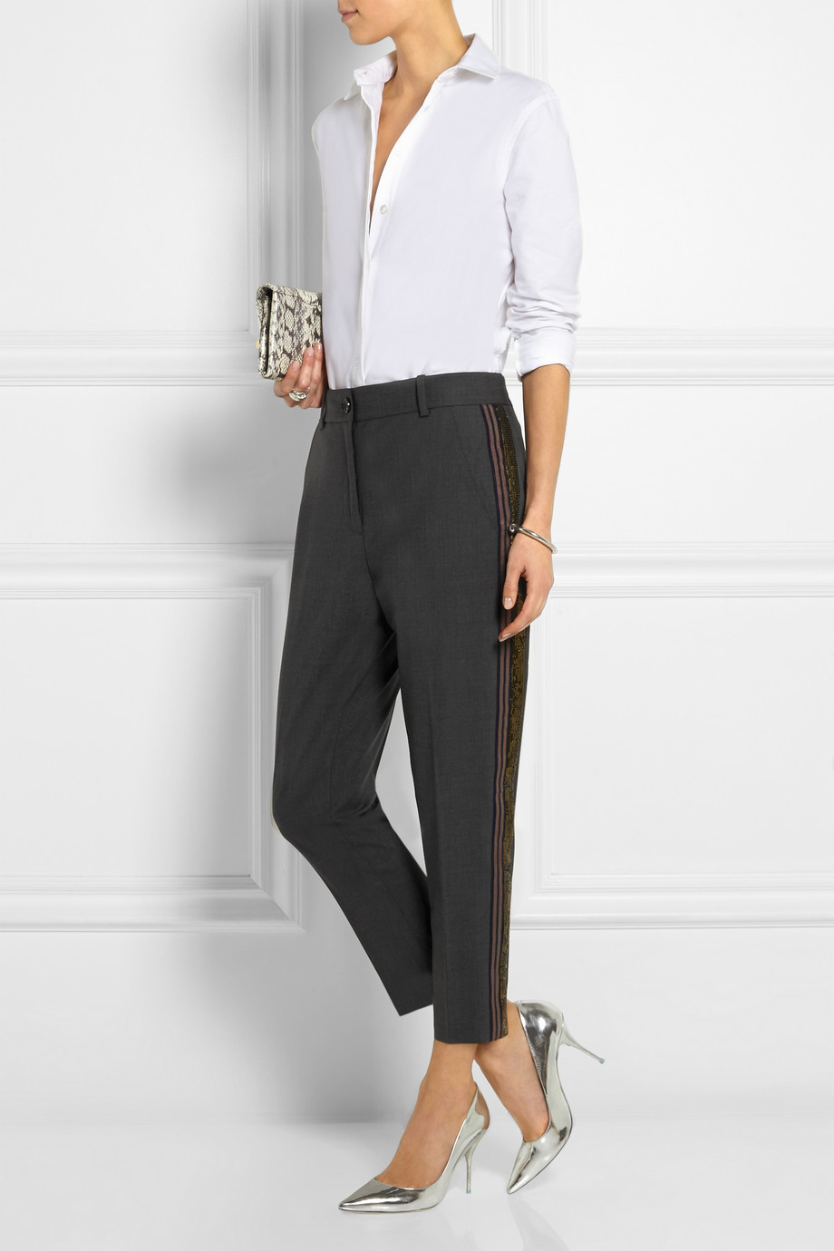 wool straight leg trousers