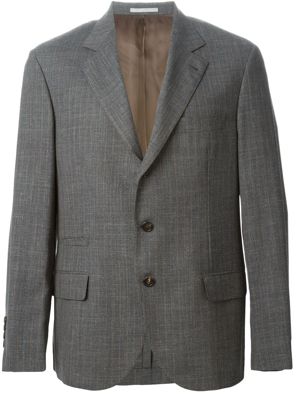 Brunello cucinelli Check Print Suit in Gray for Men | Lyst