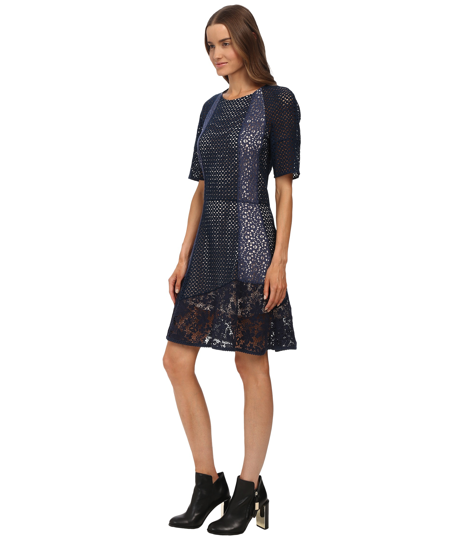 See by chloé Lace Short Sleeve Dress in Blue (Indigo) Lyst