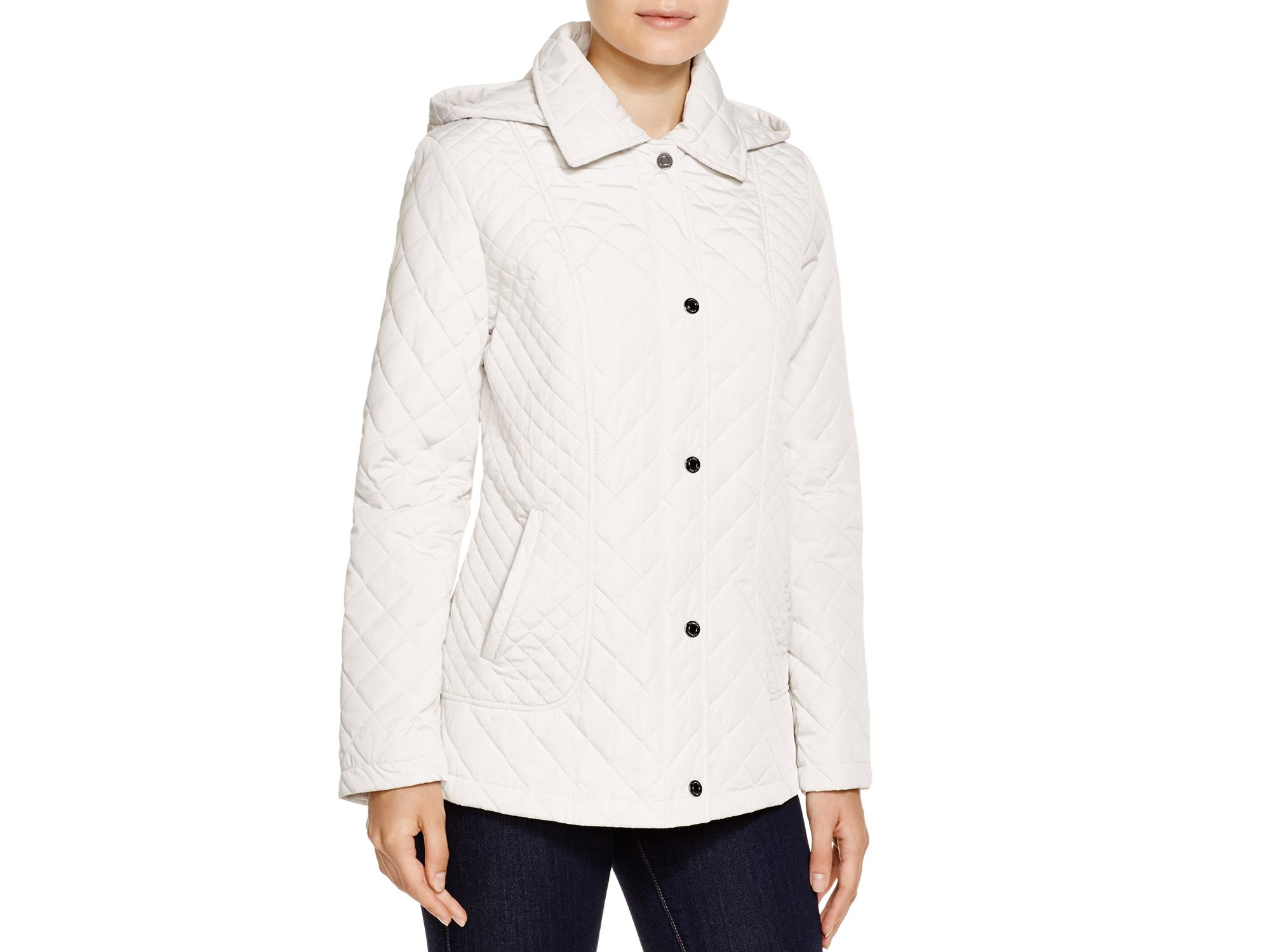 Lyst - Calvin Klein Coat - Quilted Snap Close in White