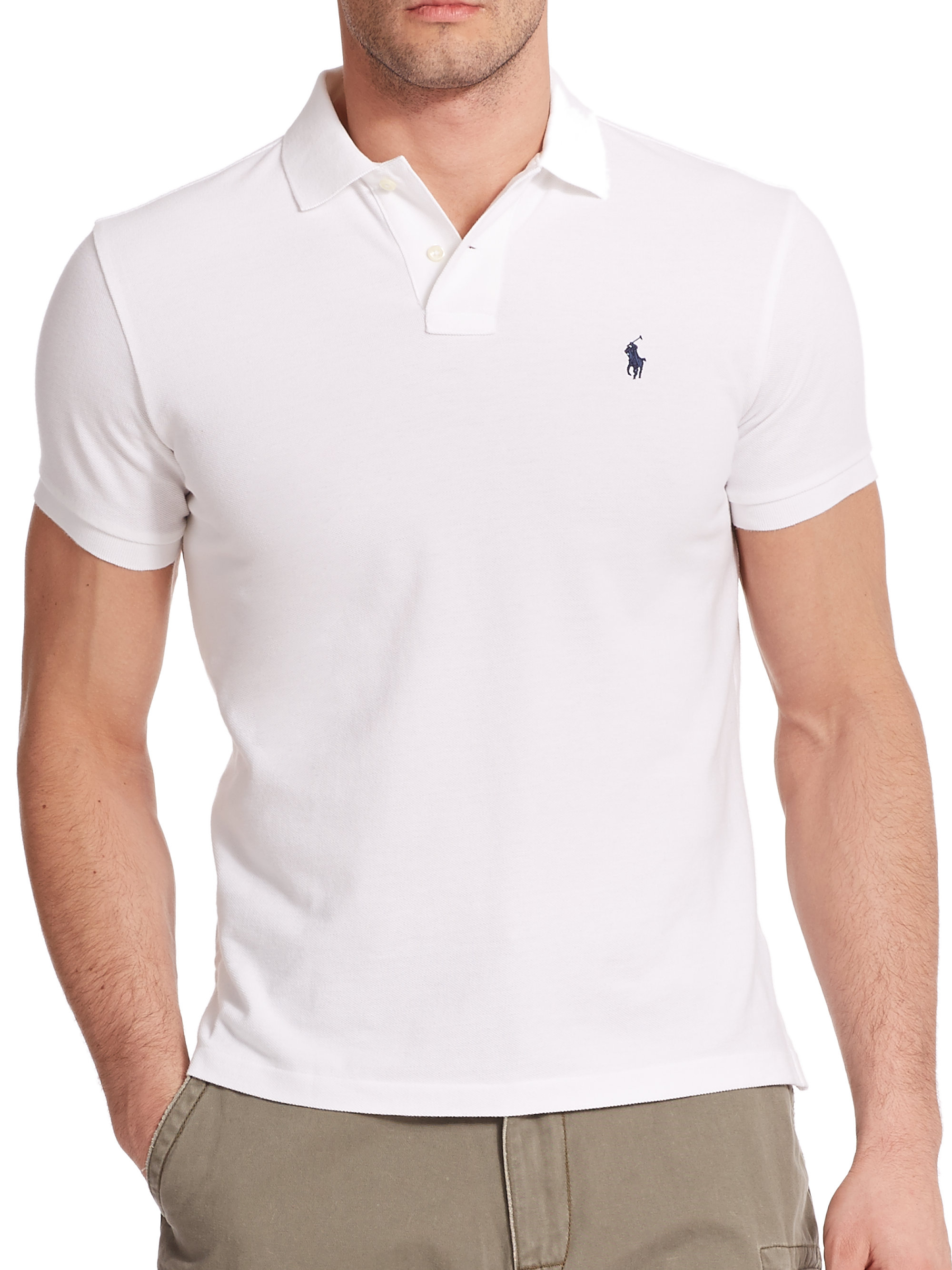 Polo ralph lauren Custom-fit Mesh Polo in White for Men | Lyst