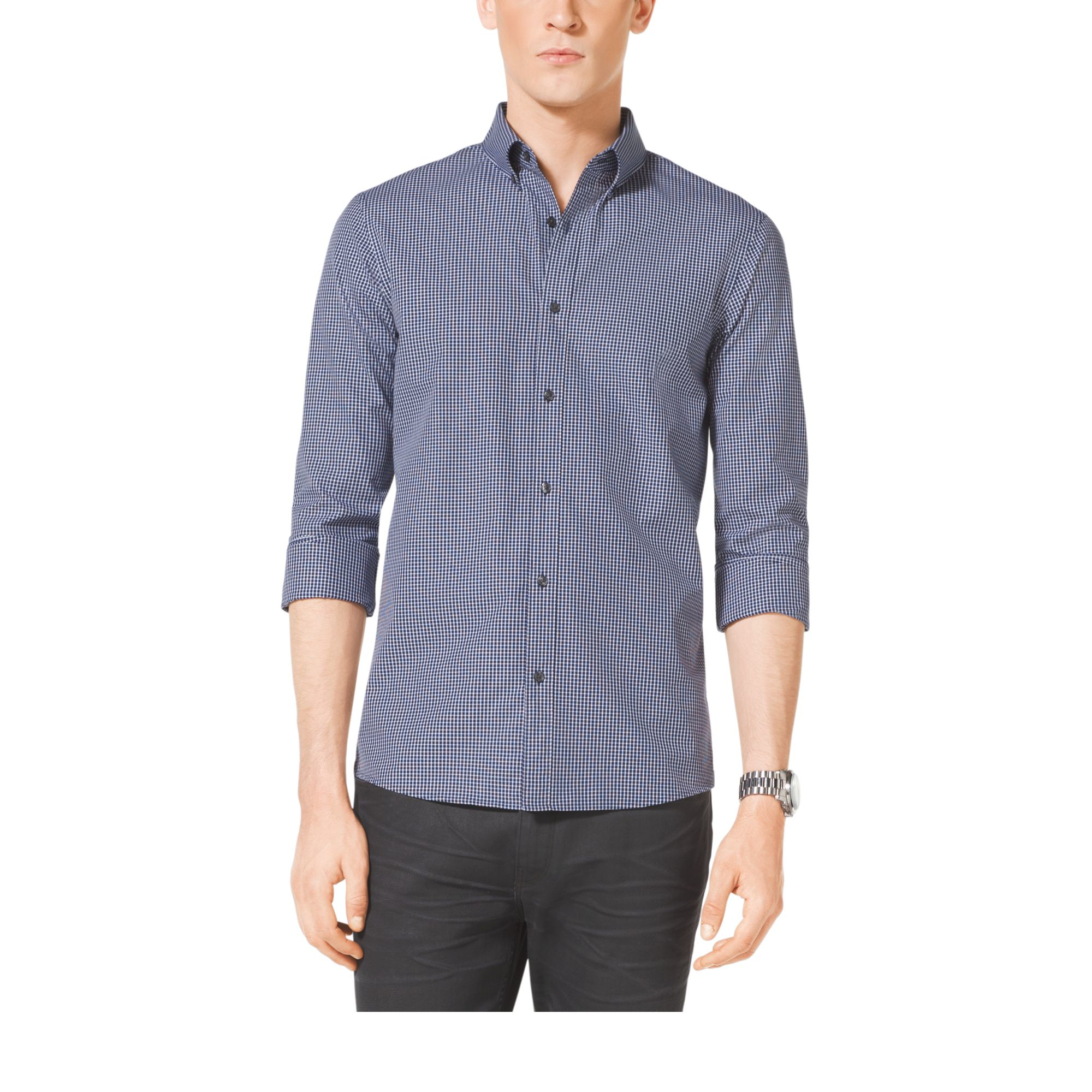 Lyst - Michael Kors Slim-fit Cotton Shirt in Blue for Men