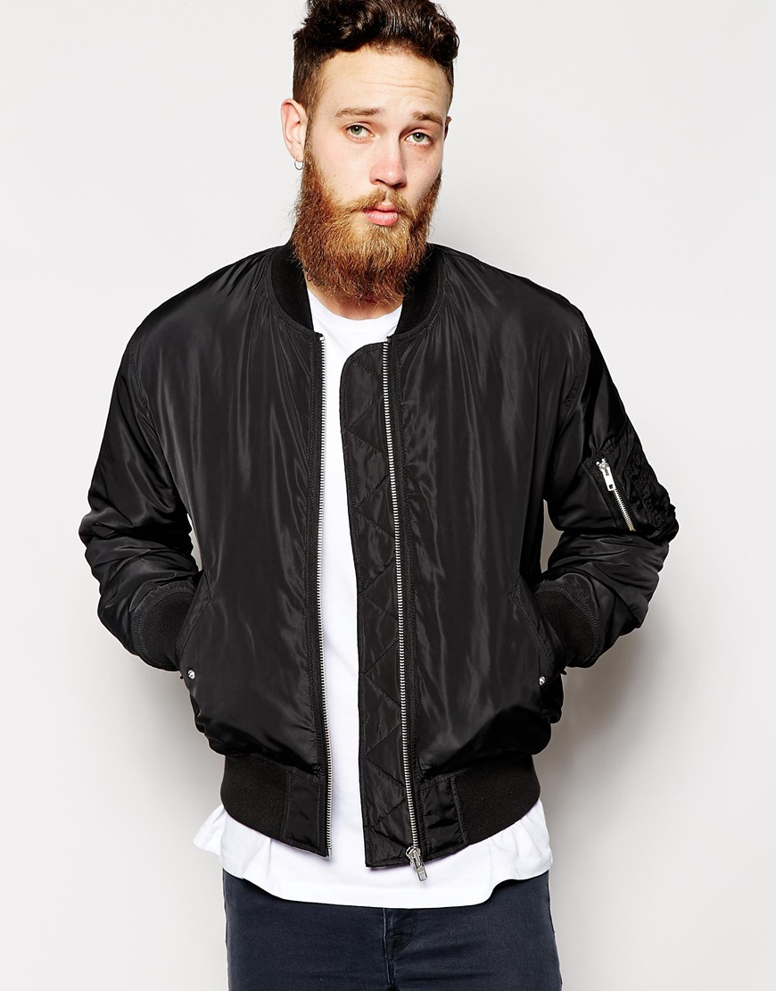 Black Mens Bomber Jacket Coat Nj