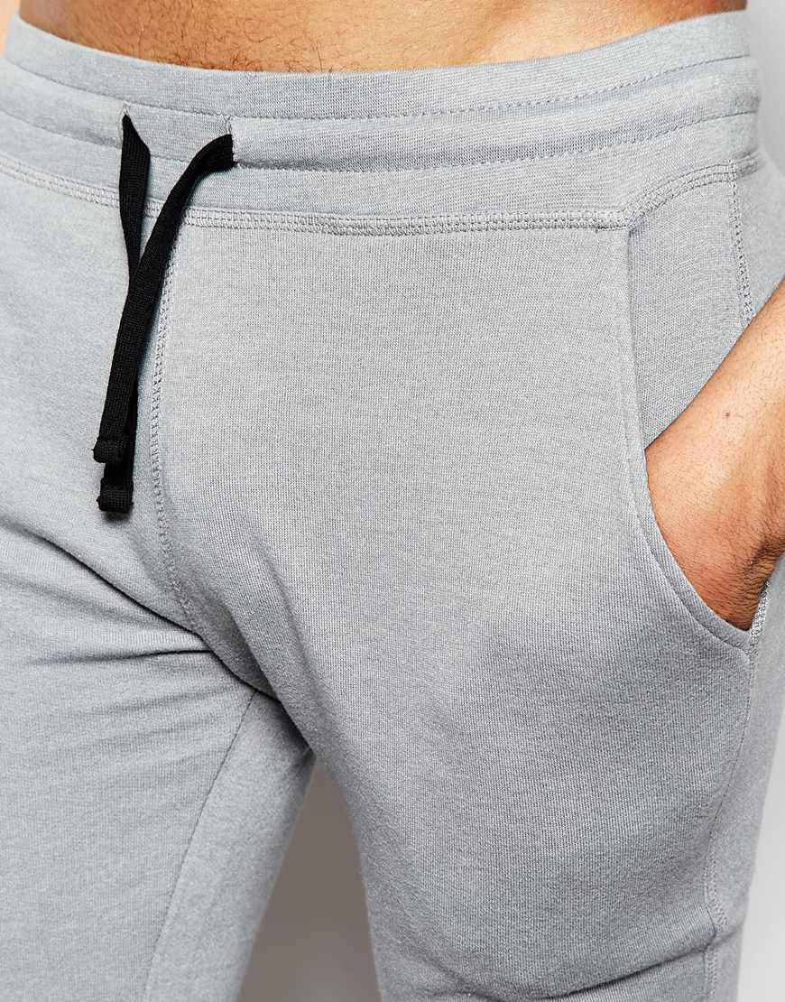 mens super skinny joggers grey