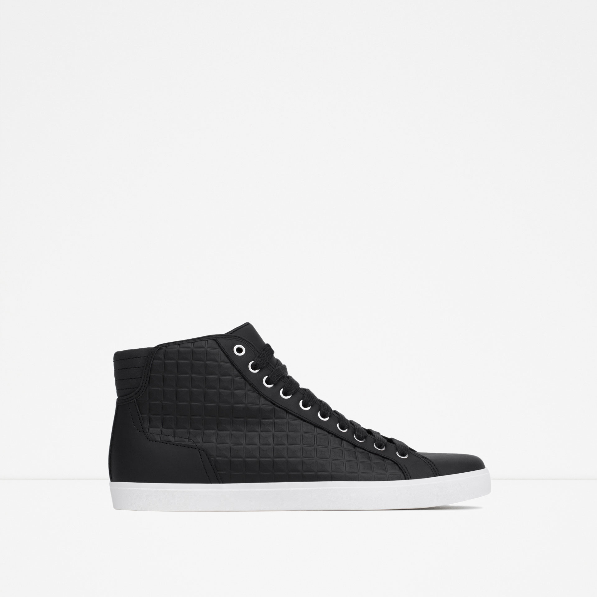 Zara Quilted High-top Sneakers Quilted High-top Sneakers in Black for ...