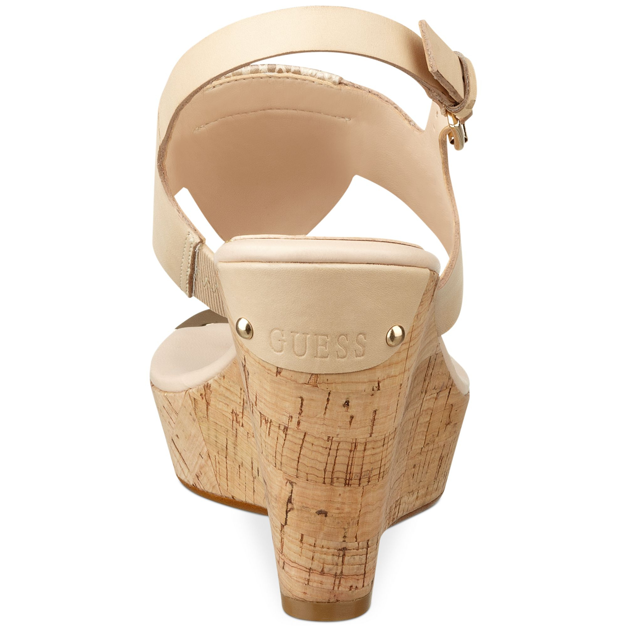 Guess Magli Platform Wedge Thong Sandals In Natural Lyst 