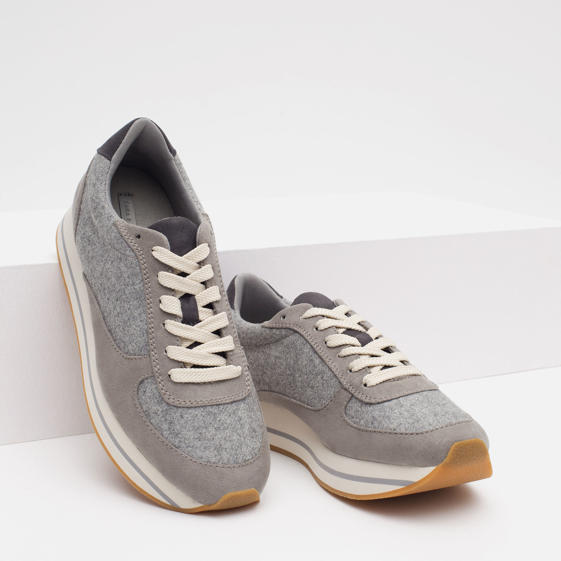 Zara Combined Sneakers in Gray | Lyst