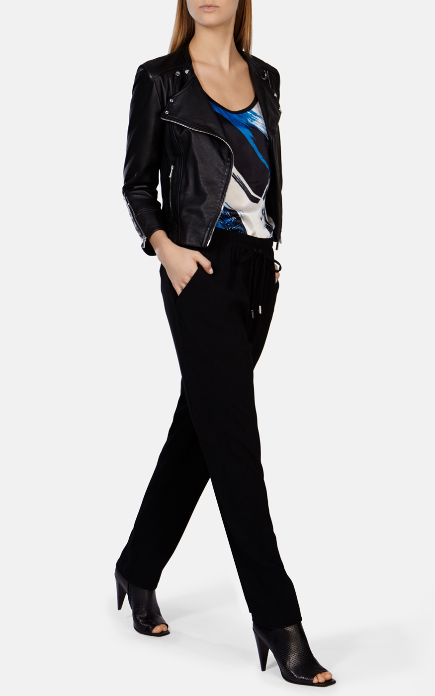 Karen Millen Italian Leather Biker Jacket In Black Lyst Gallery