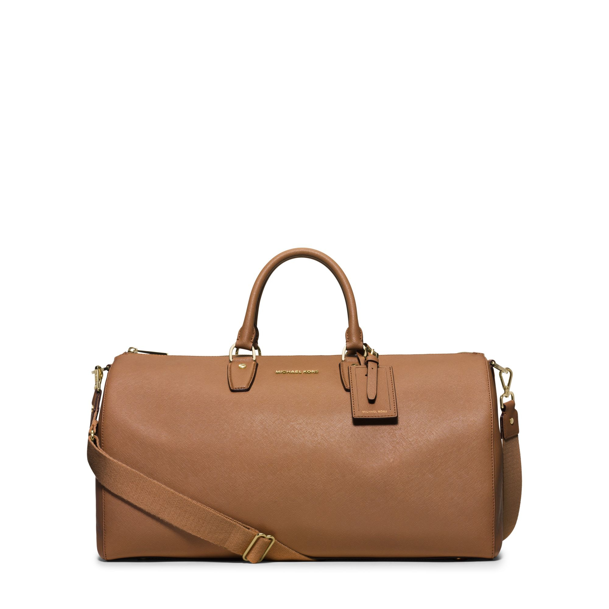 Lyst Michael Kors Jet Set Large Leather Weekender In Brown Gallery