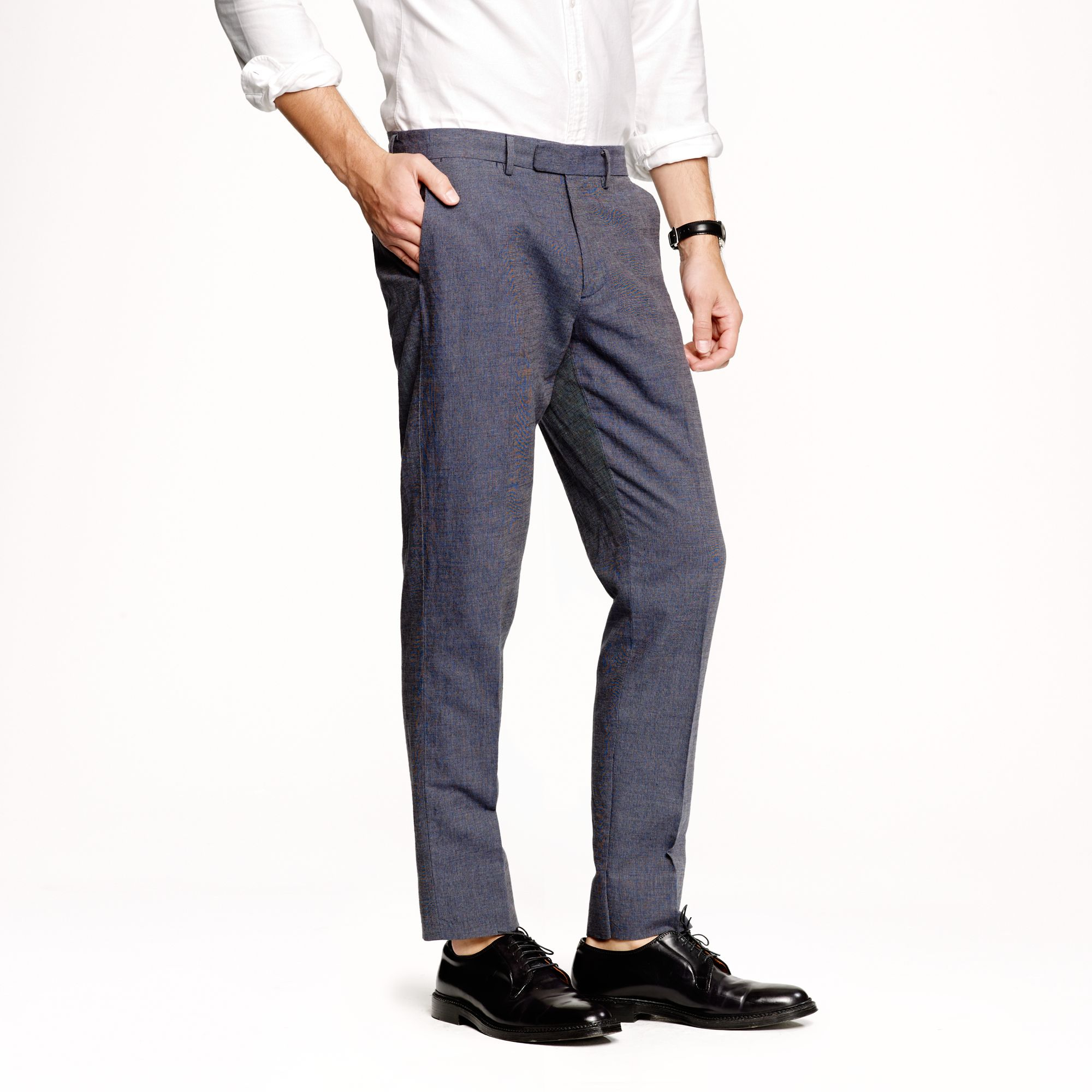 J.crew Bowery Slim Pant In Crosshatch Cotton-Linen in Blue for Men ...