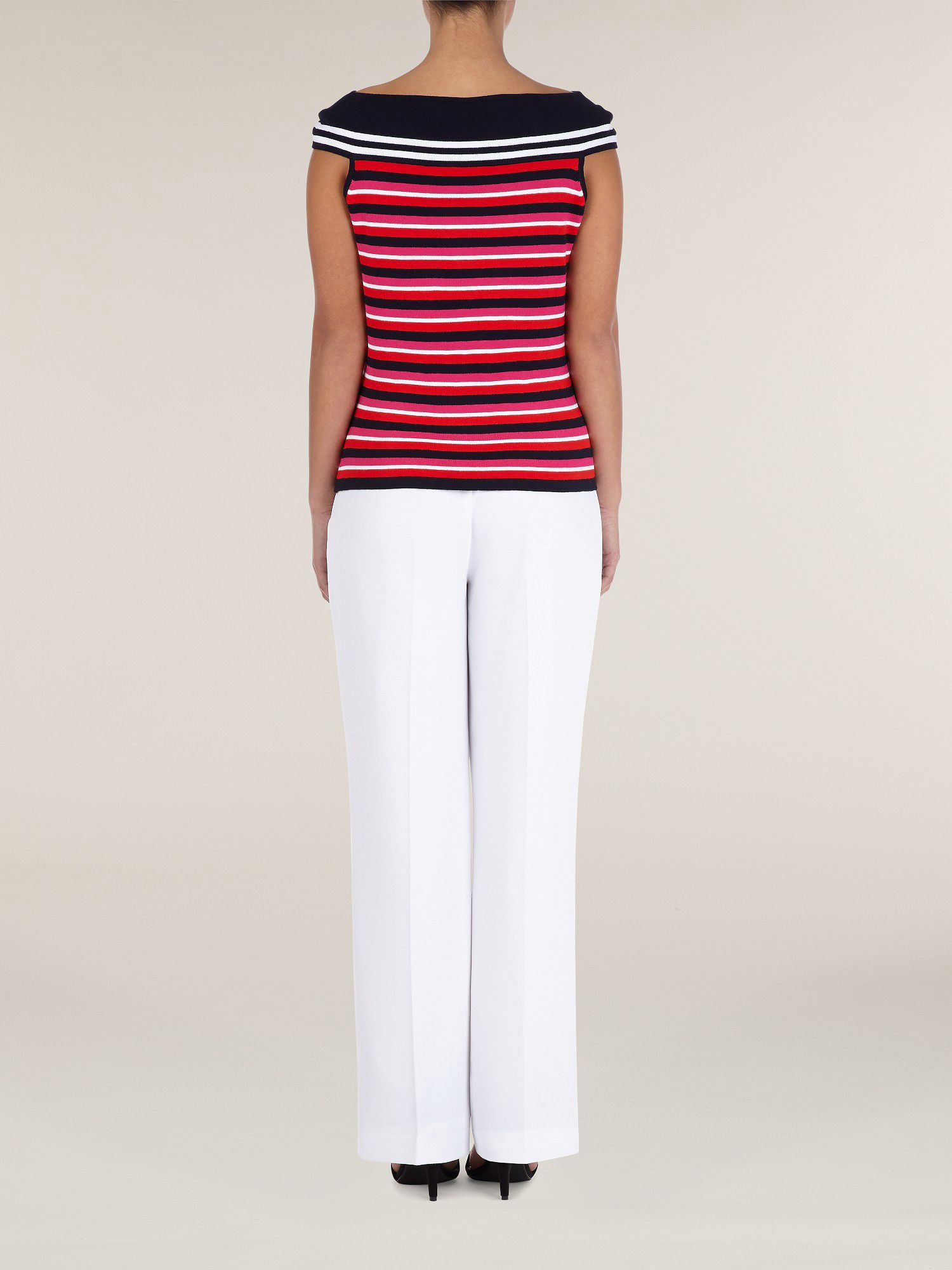 petite white flared trousers