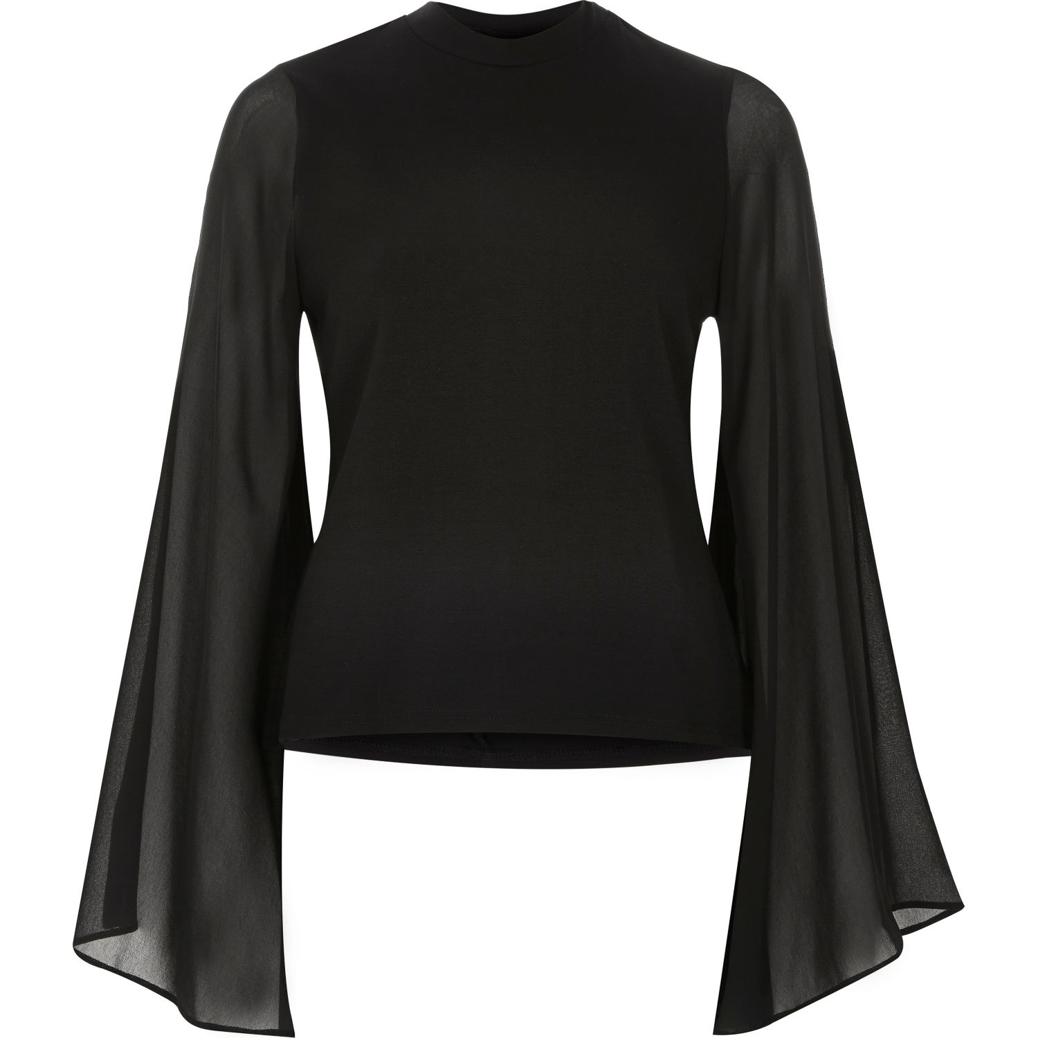 River Island Black Flared Sleeve Cut-out Back Top in Black - Lyst