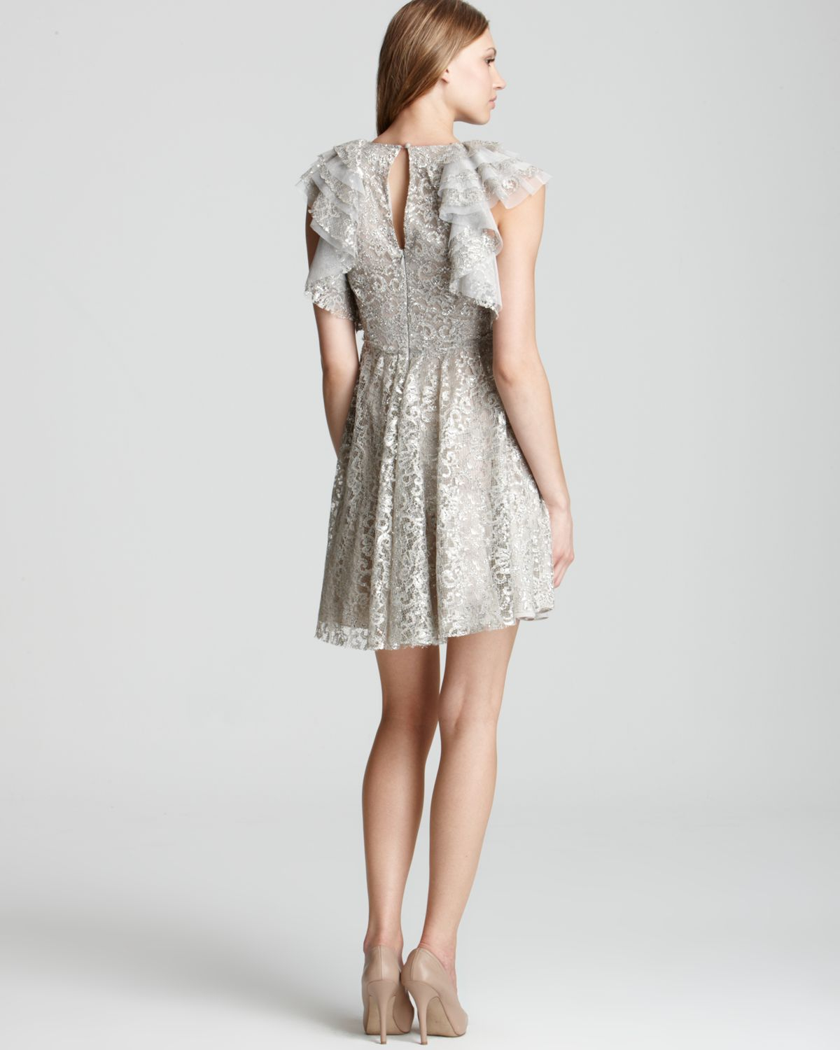 bcbg faux croc metallic dress